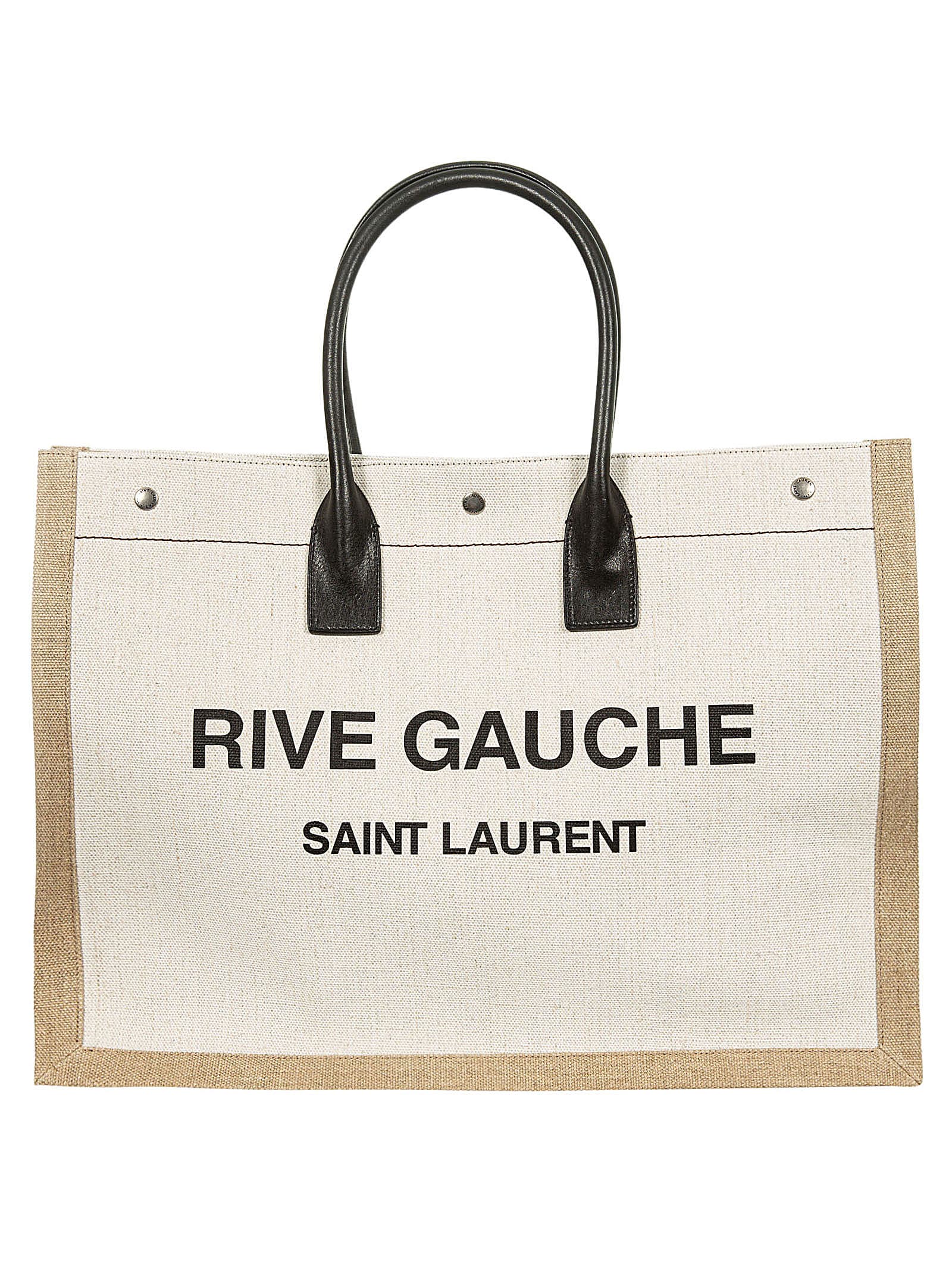 Saint Laurent Logo Shopper Bag In Natural/black