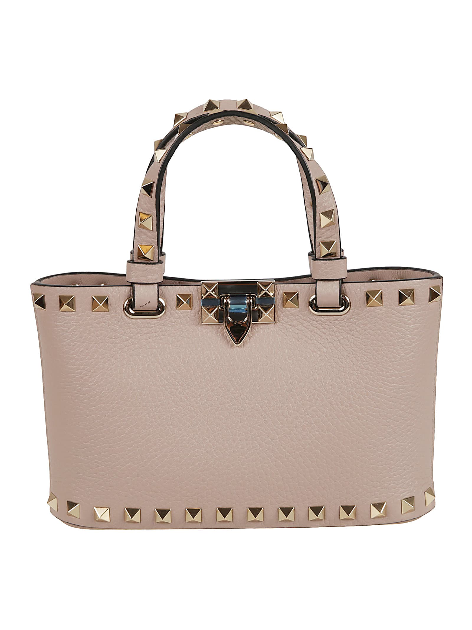 Valentino Rockstud Bag In Grained Leather In Neutral