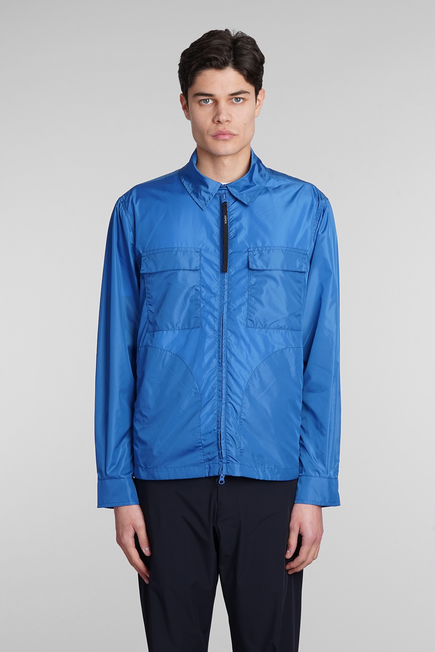 Aspesi Cam. Compton Light Shirt In Blue Polyamide