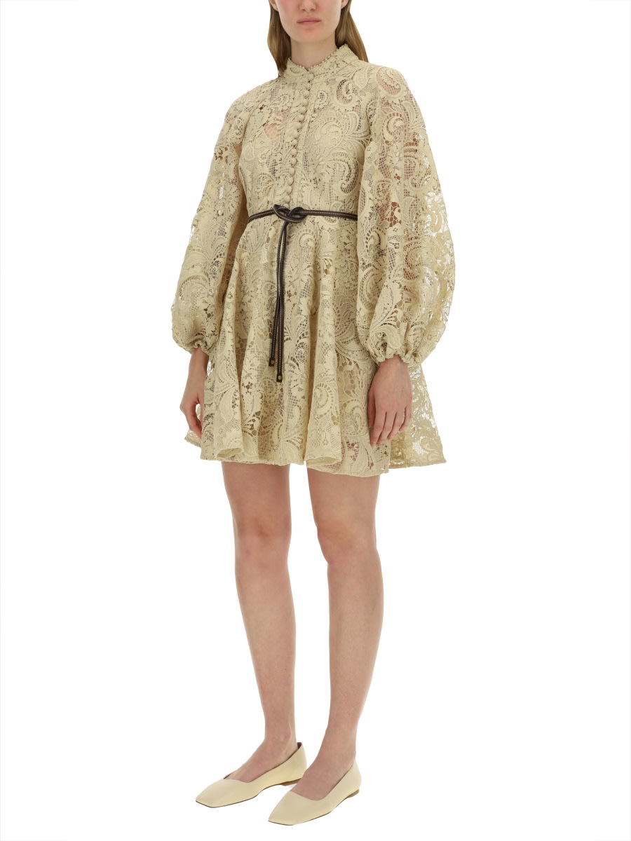 Shop Zimmermann Mini Dress In Beige