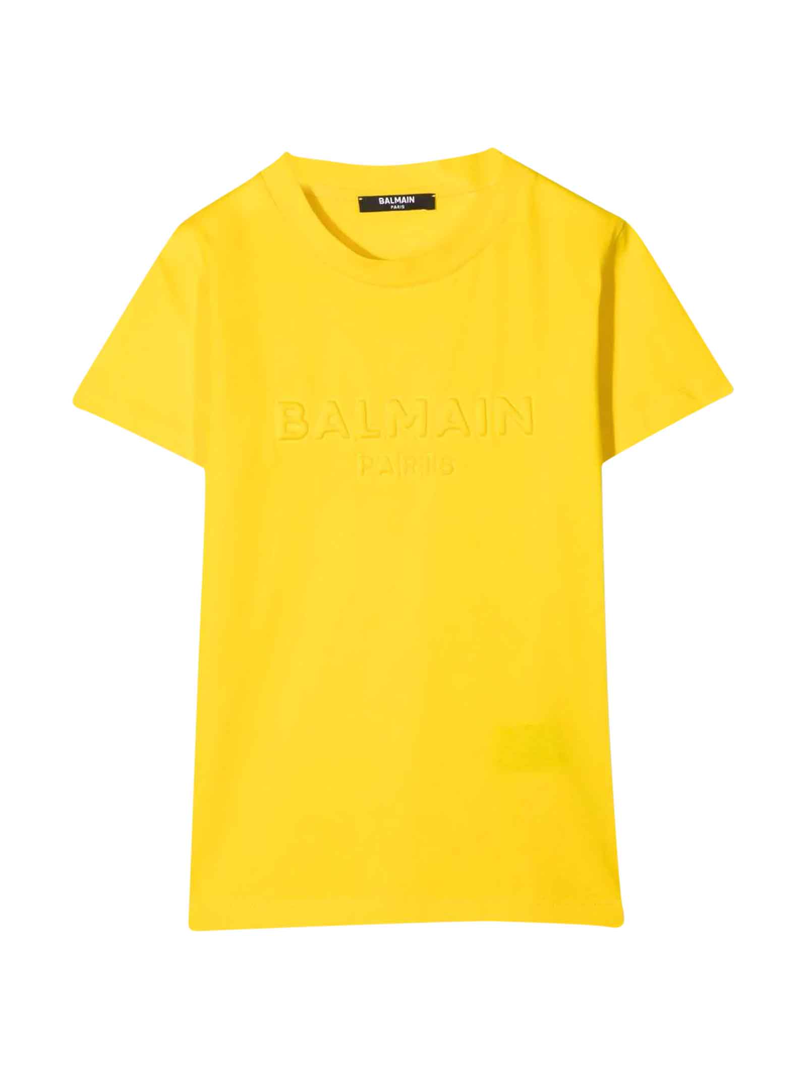 Shop Balmain Yellow Teen T-shirt In Giallo
