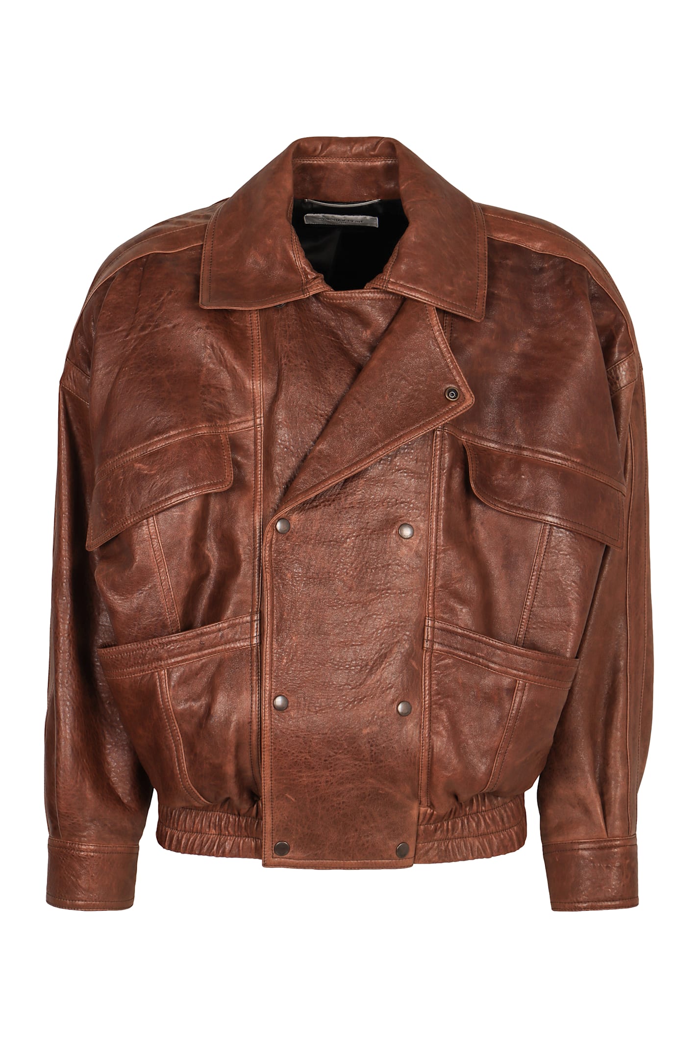 Saint Laurent Lambskin Bomber Jacket In Brown
