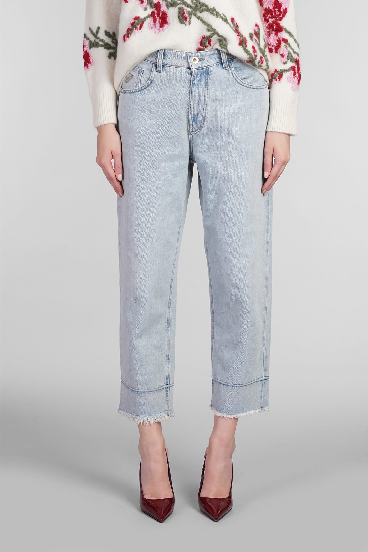 Shop Blumarine Jeans In Cyan Cotton