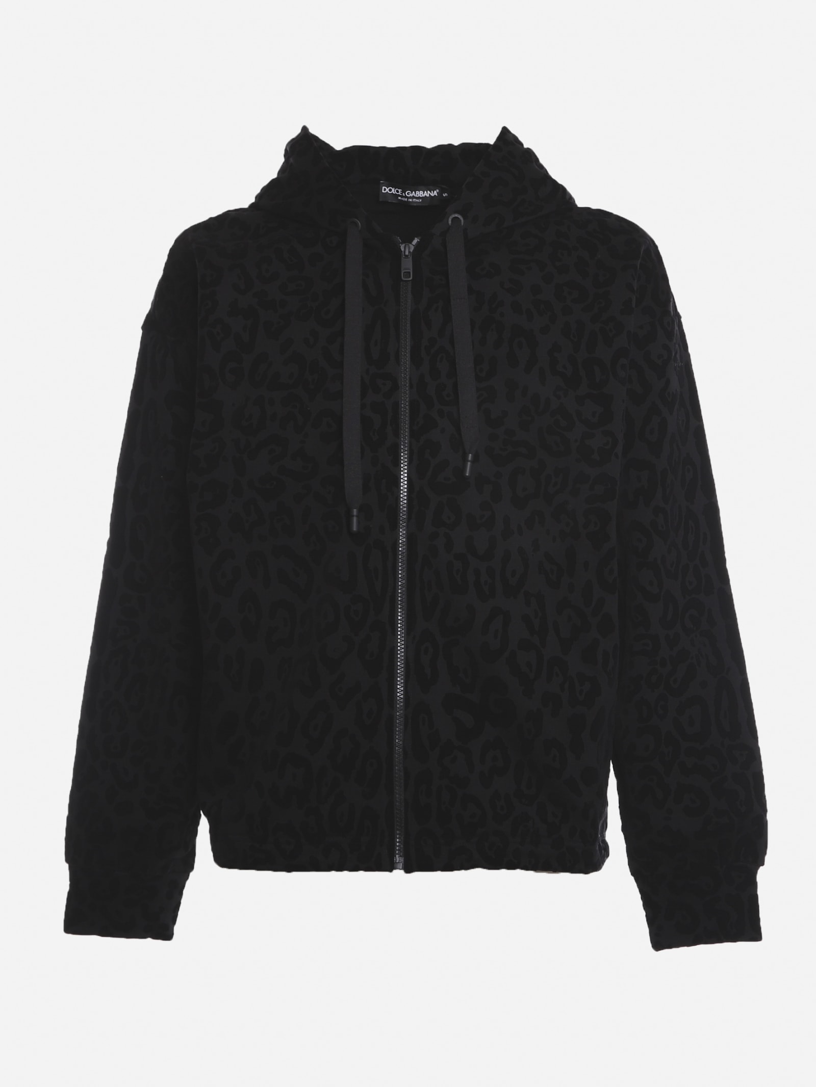 Dolce & Gabbana Cotton Sweatshirt With All-over Tone-on-tone Leopard Print