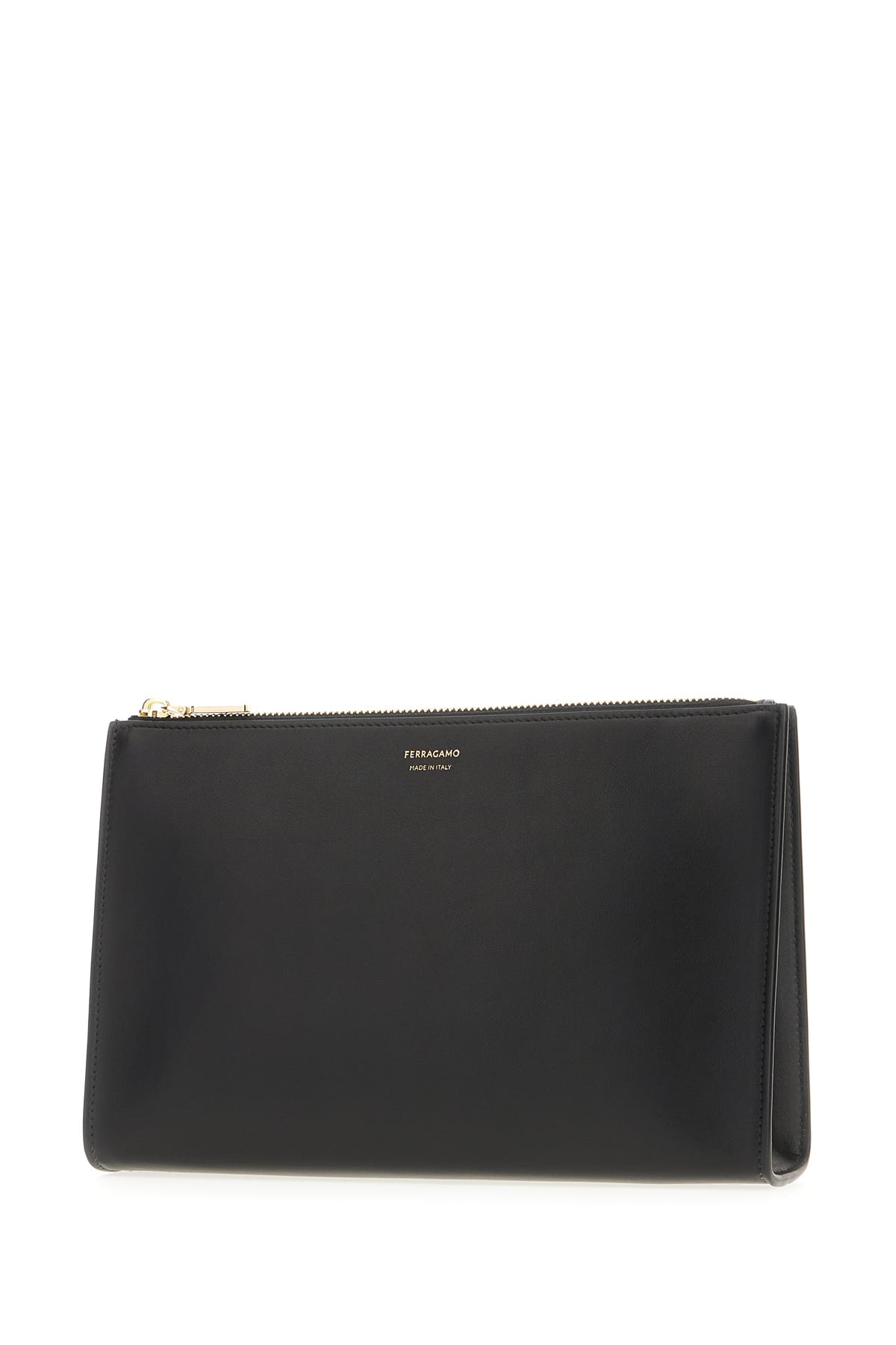 FERRAGAMO BLACK LEATHER CLUTCH 