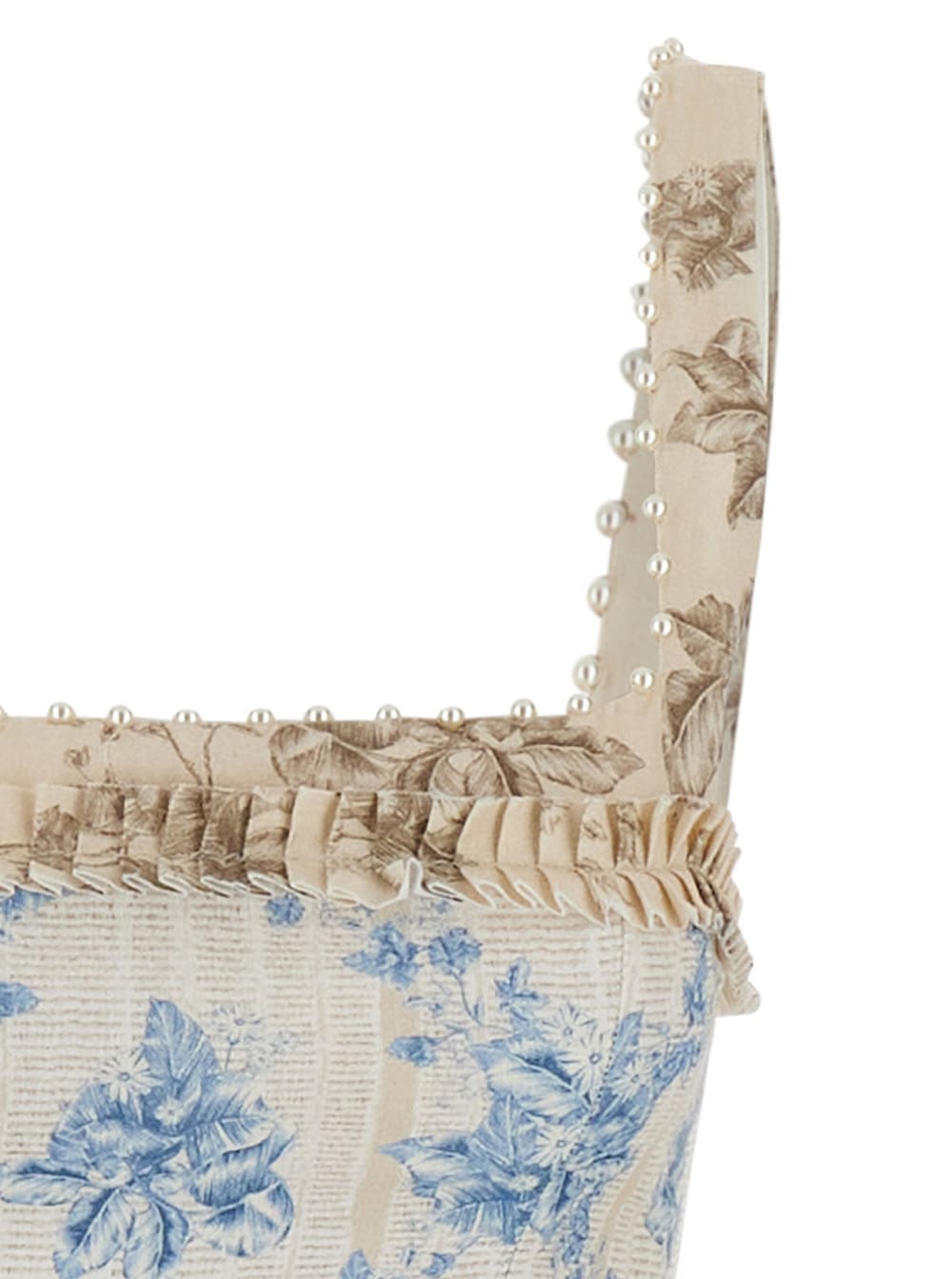 Agua By Agua Bendita Barbara Blue Long Dress With All-over Floral Embroidery In Linen Woman In Blu