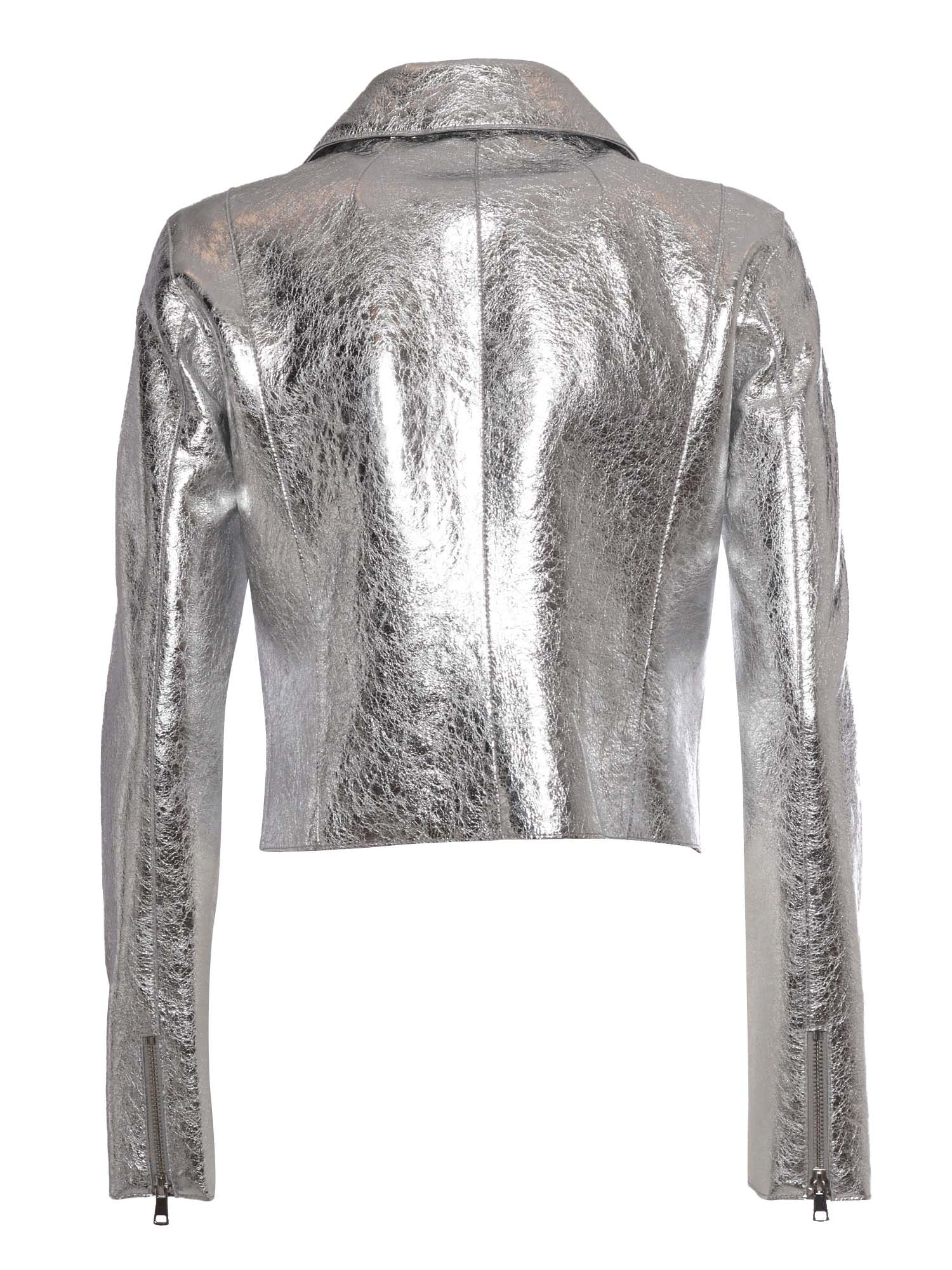 P.a.r.o.s.h 'metallic' Silver Lambskin Jacket In Silver