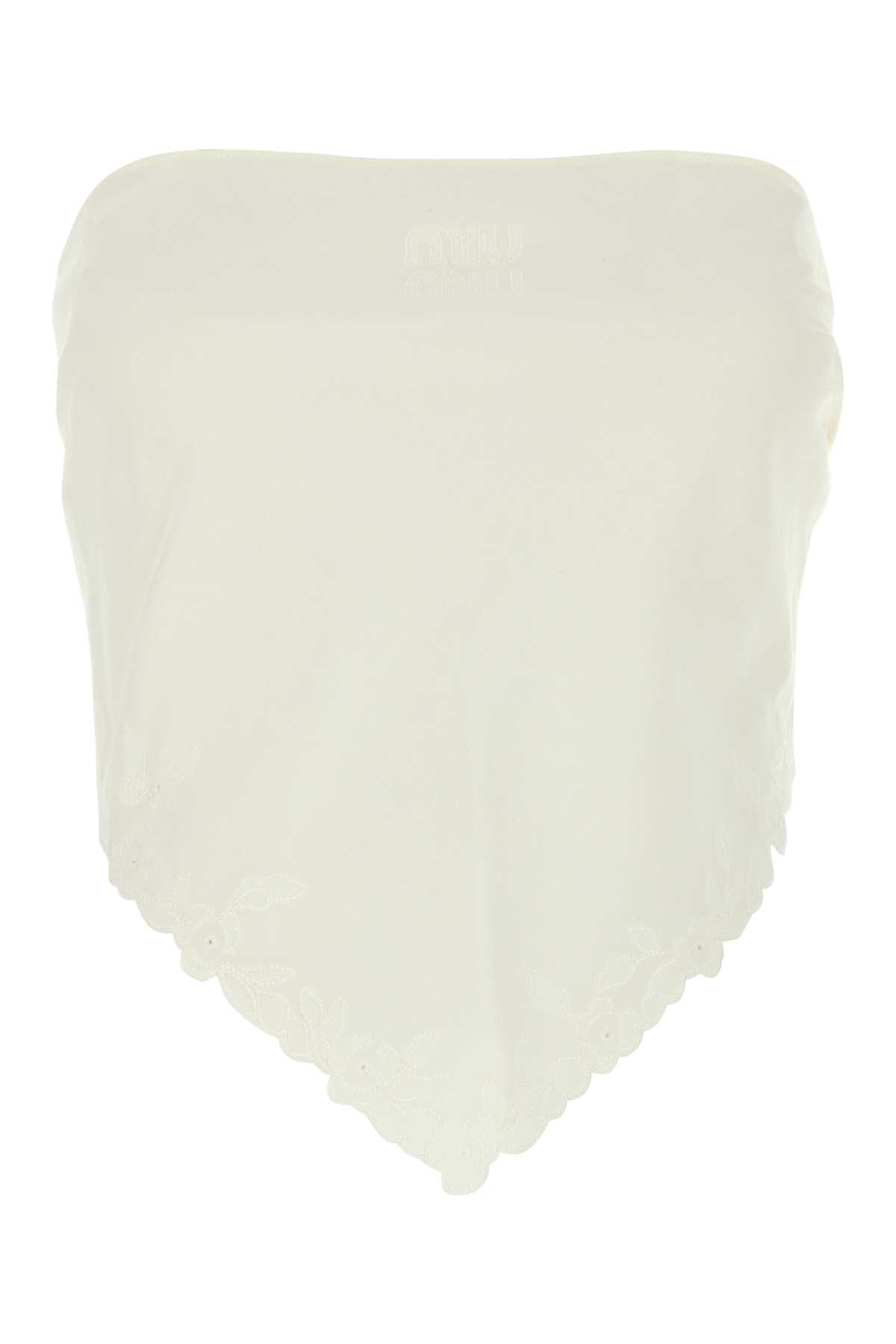 Miu Miu White Linen Blend Top In White