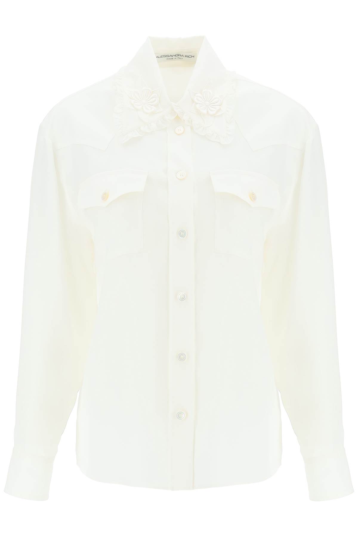 Shop Alessandra Rich Silk Shirt In White (white)