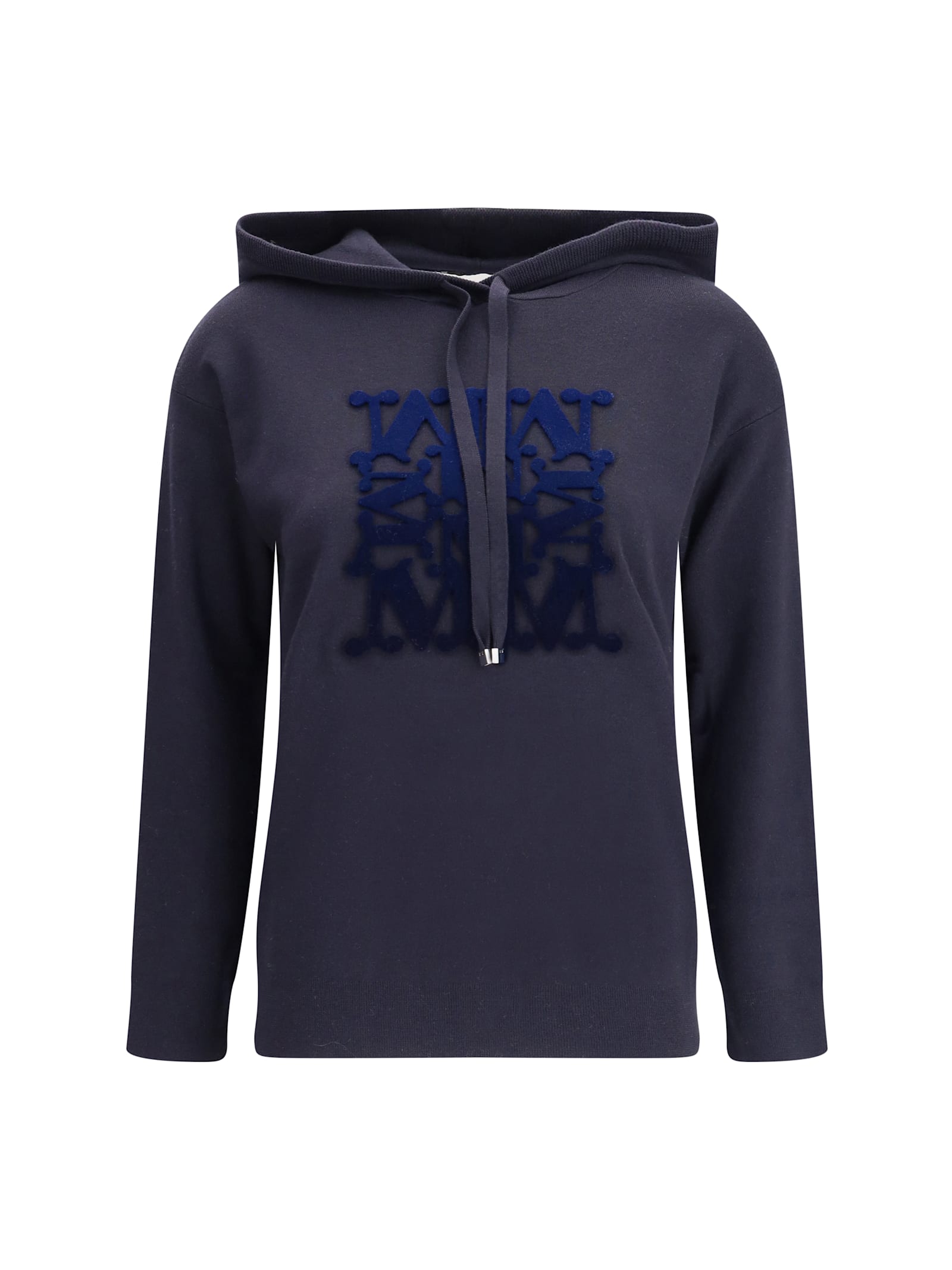 Max Mara Taddeos Hoodie In Wool In Blue