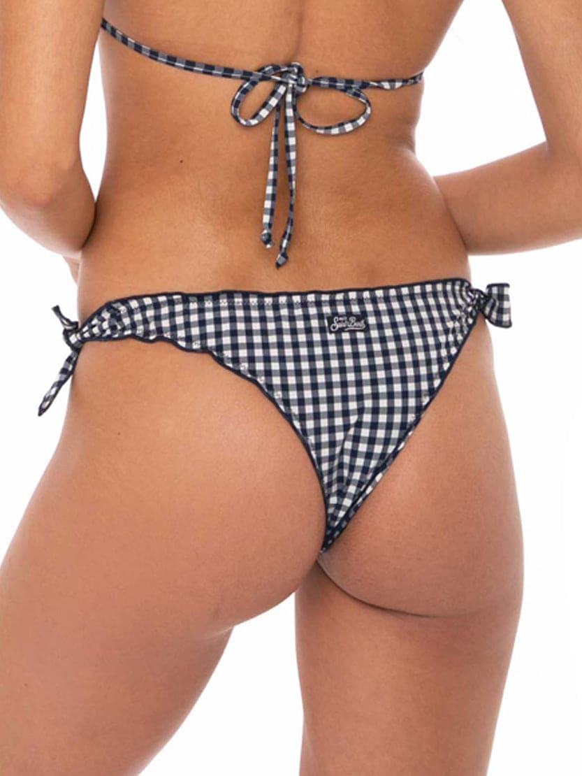 Woman Cheeky Swim Briefs With Gingham Print