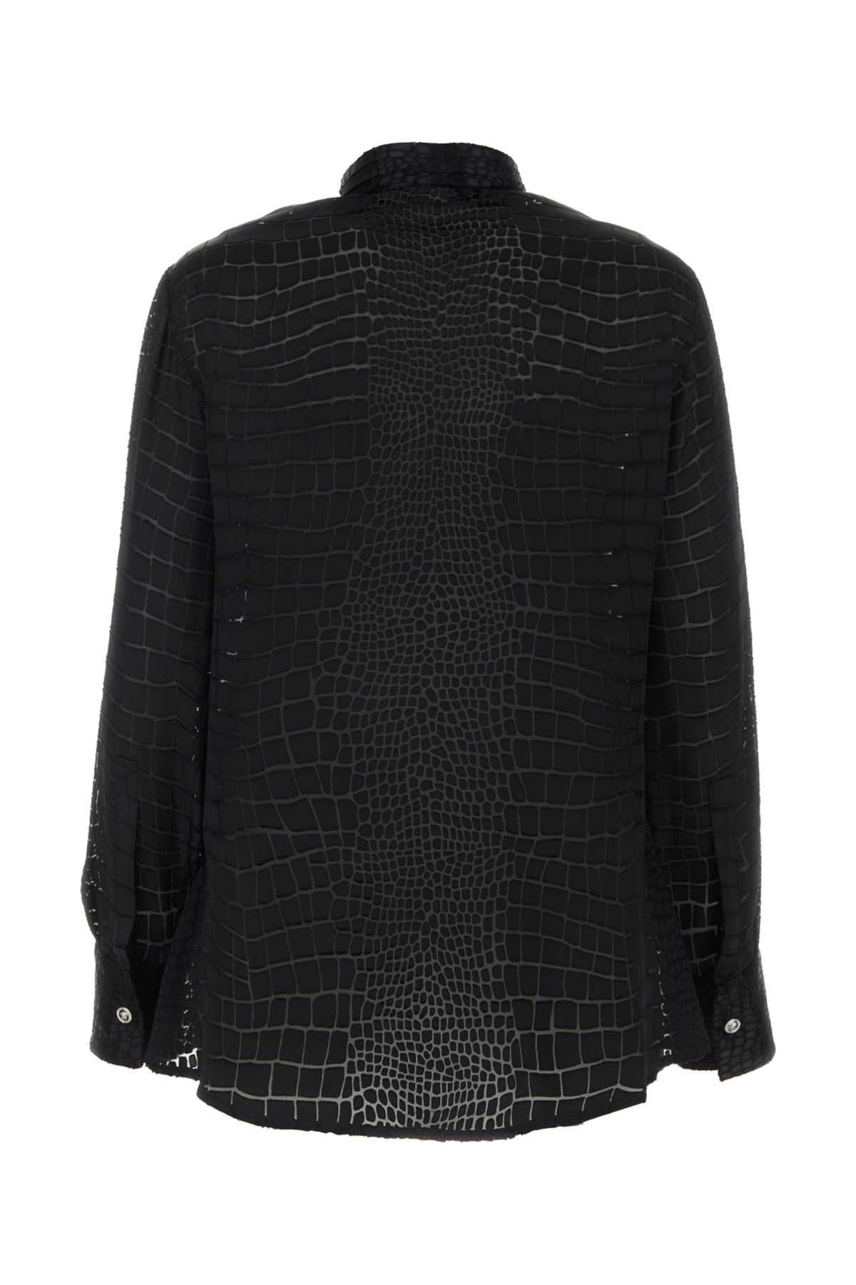 Versace Black Viscose Blend Lavallã¨re Devorã© Shirt In 1b000