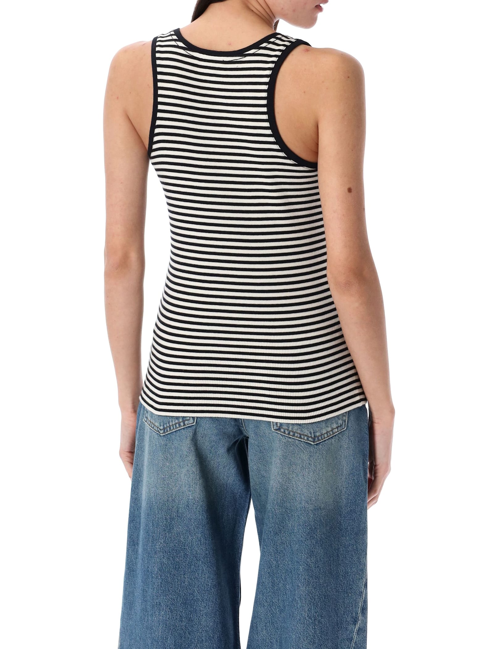 Anine Bing Alessia Tank Top In Black White Striped