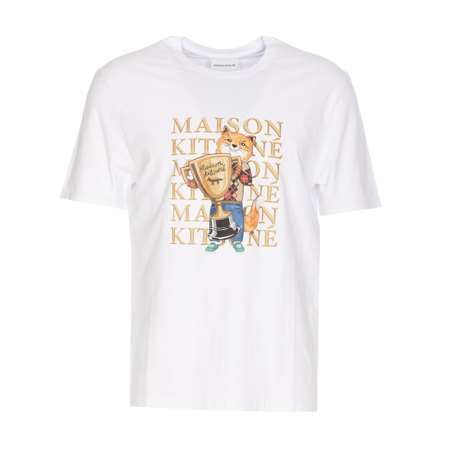 Shop Maison Kitsuné Fox Champion T-shirt In White