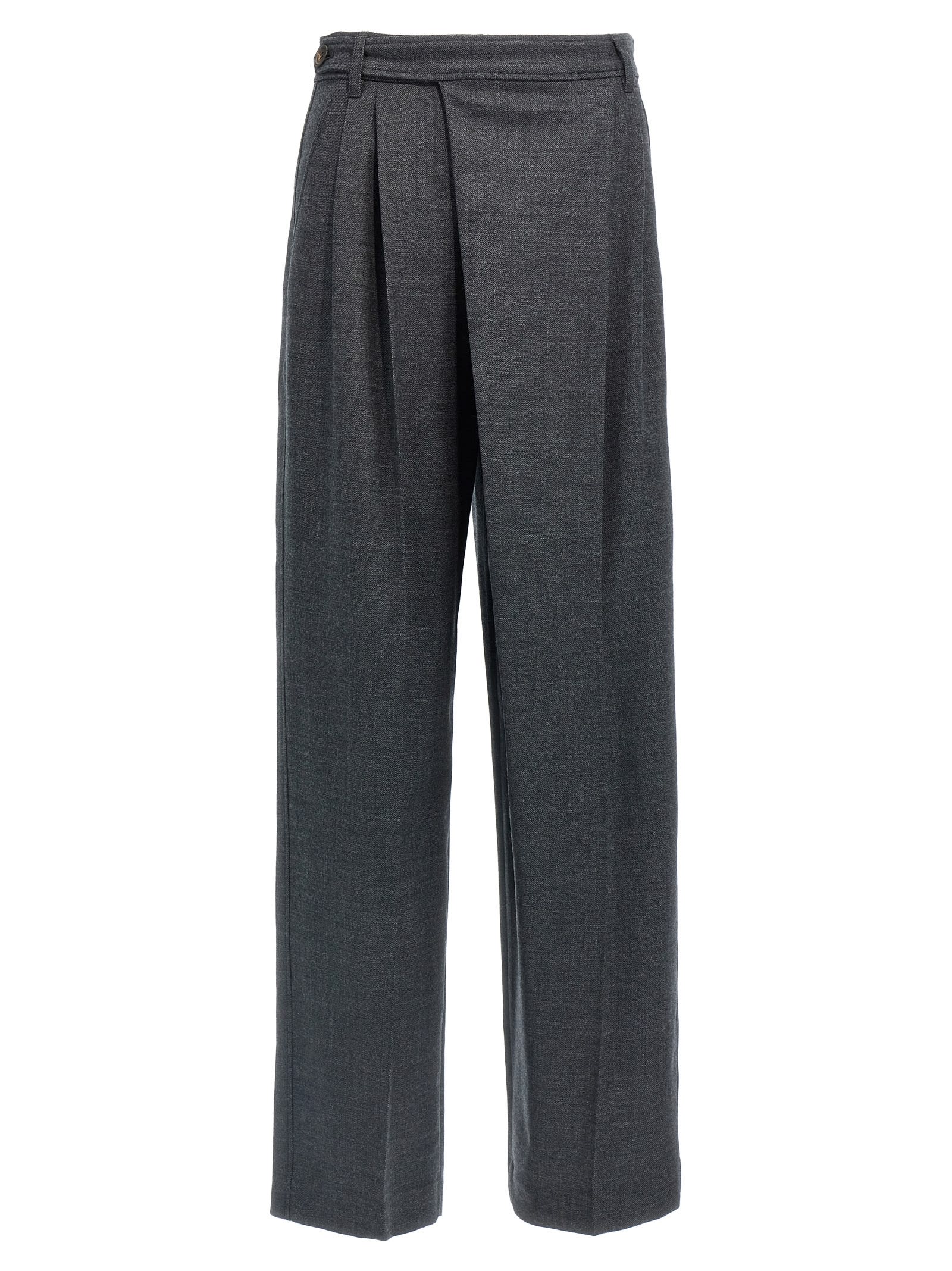 Shop Brunello Cucinelli Loose Wrapped Pants In Gray