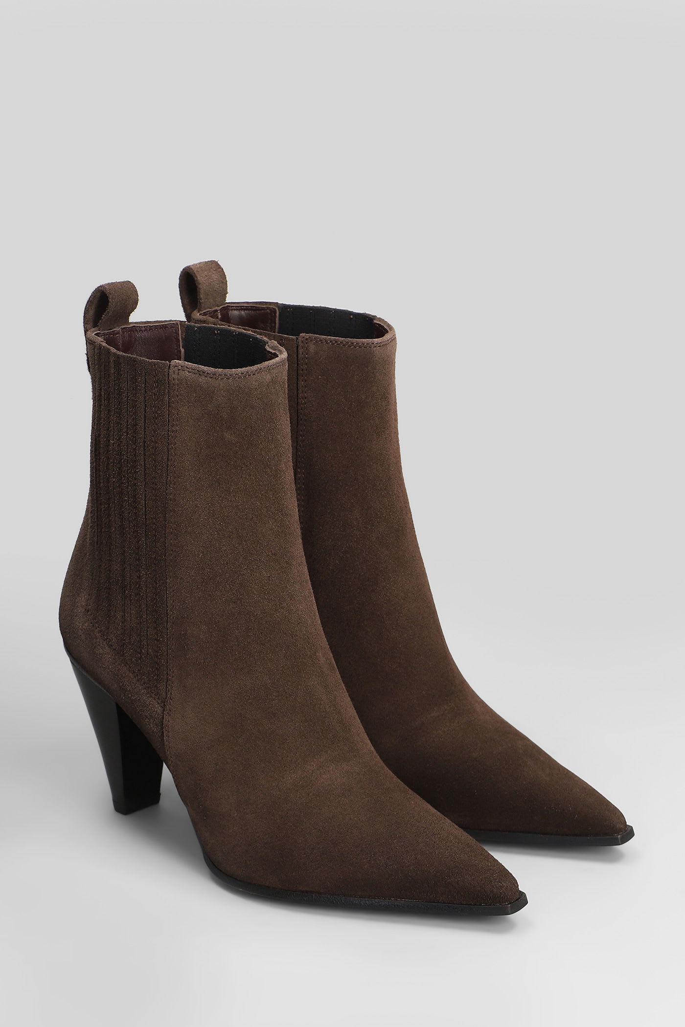 Roberto Festa Nova High Heels Ankle Boots In Dark Brown Suede In Brown