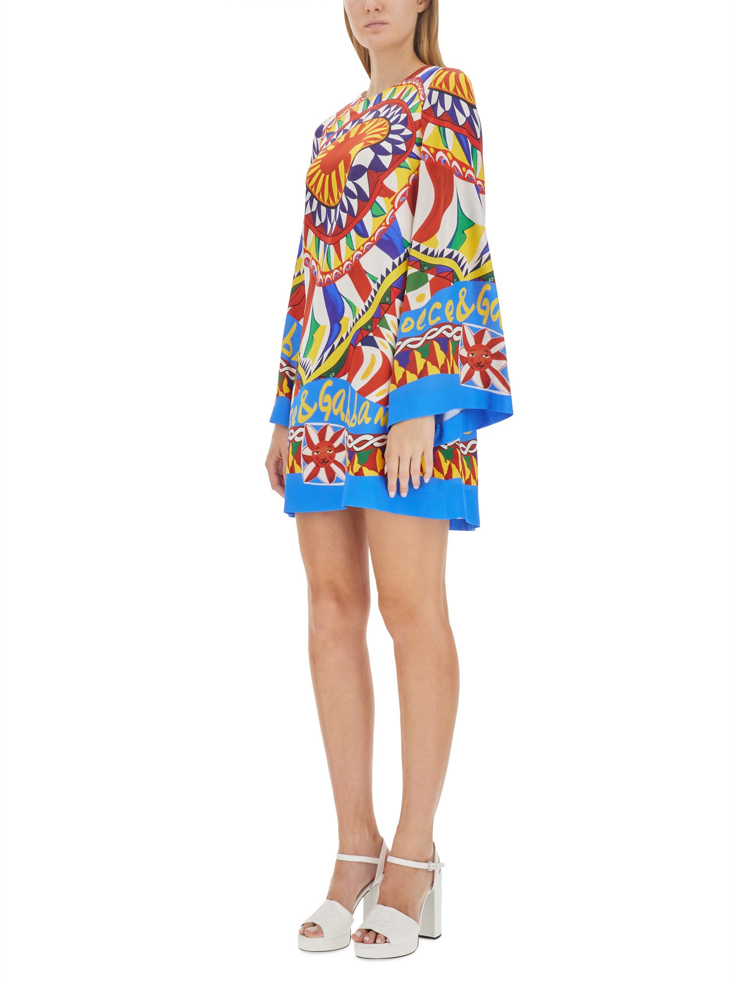 Shop Dolce & Gabbana Short Dress In Multicolour