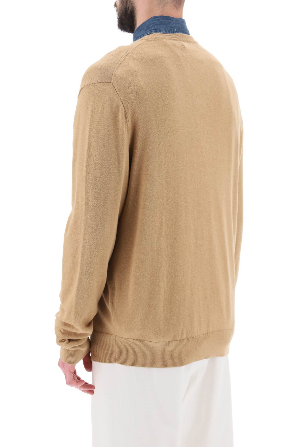 Shop Polo Ralph Lauren Sweater In Cotton And Cashmere In Burlap Tan (beige)