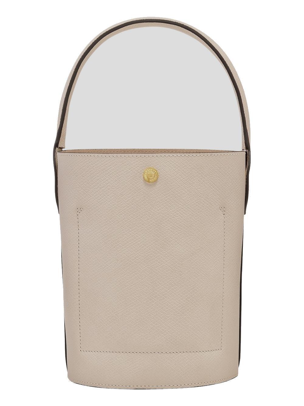 Longchamp Épure Logo Embossed Small Bucket Bag In White