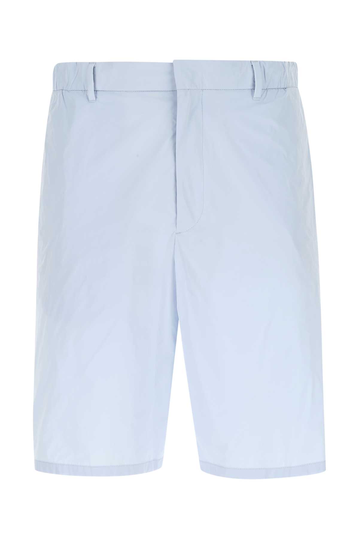 Pastel Light-blue Polyester Bermuda Shorts