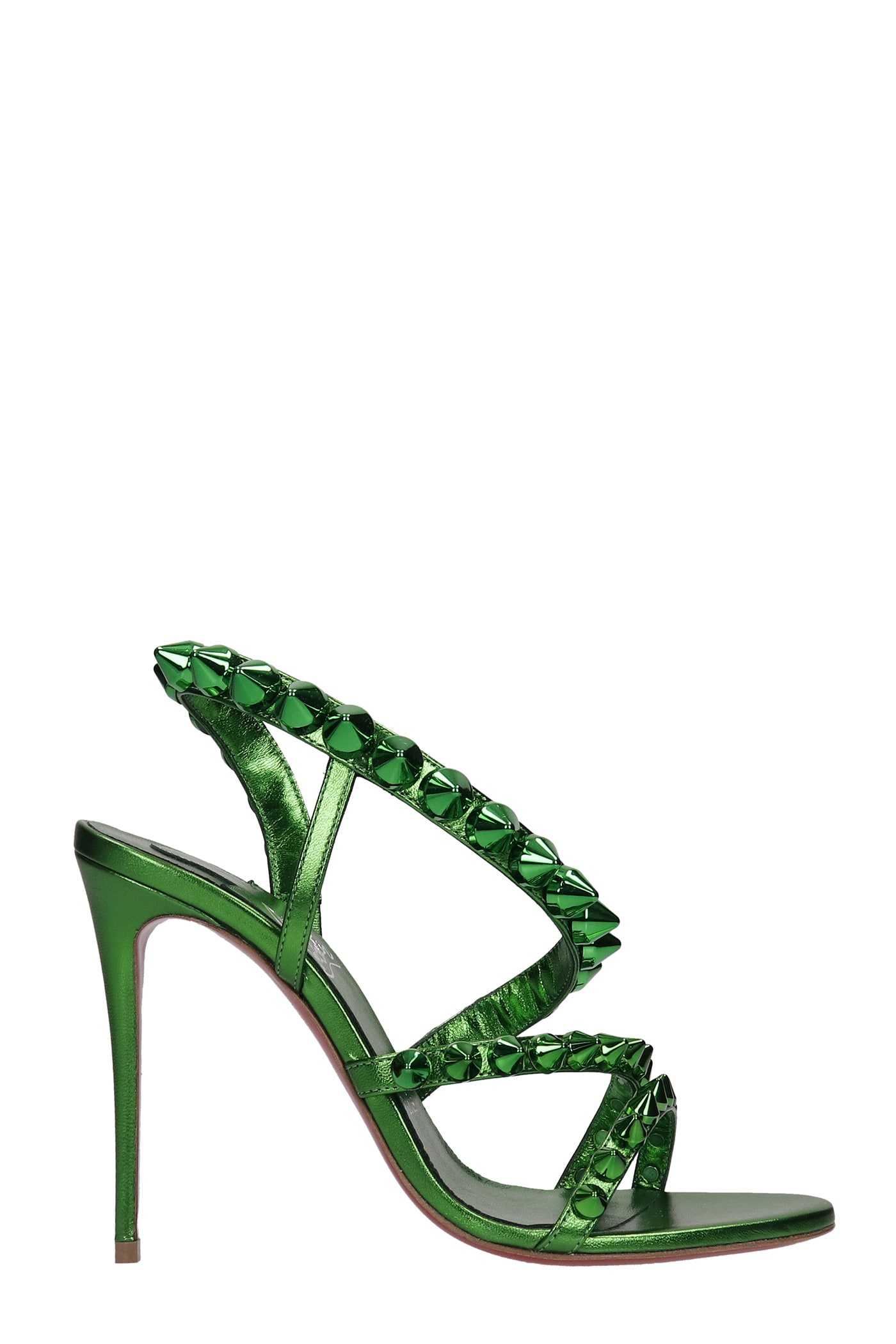 Christian Louboutin Spikita Strap Sandals In Green Leather
