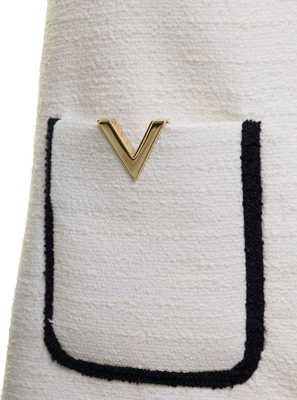 VALENTINO BLACK AND WHITE TWEED DRESS WITH VLOGO DETAILS VALENITNO WOMAN 