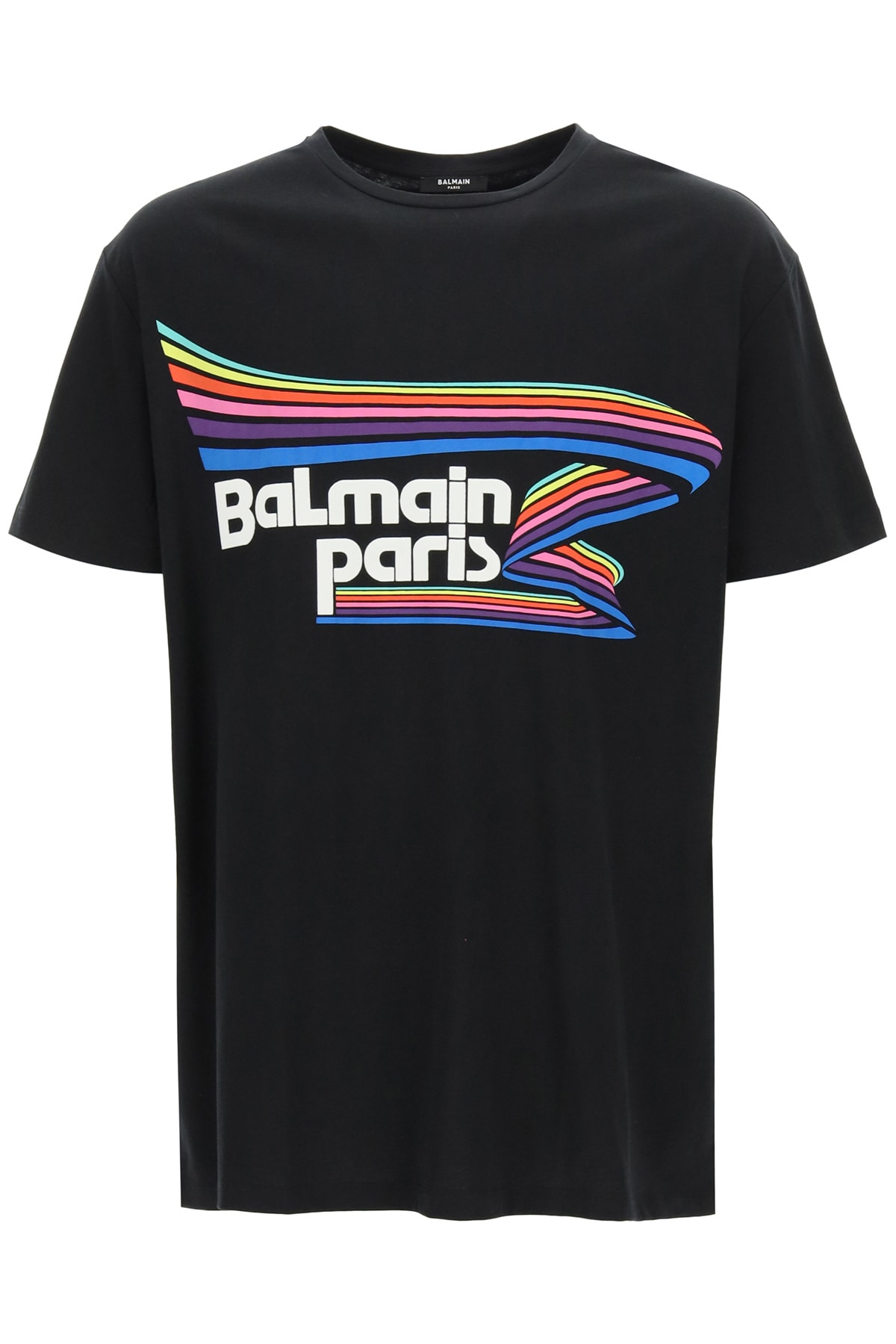 Balmain Multicolor Flock Rubber Logo Print T-shirt