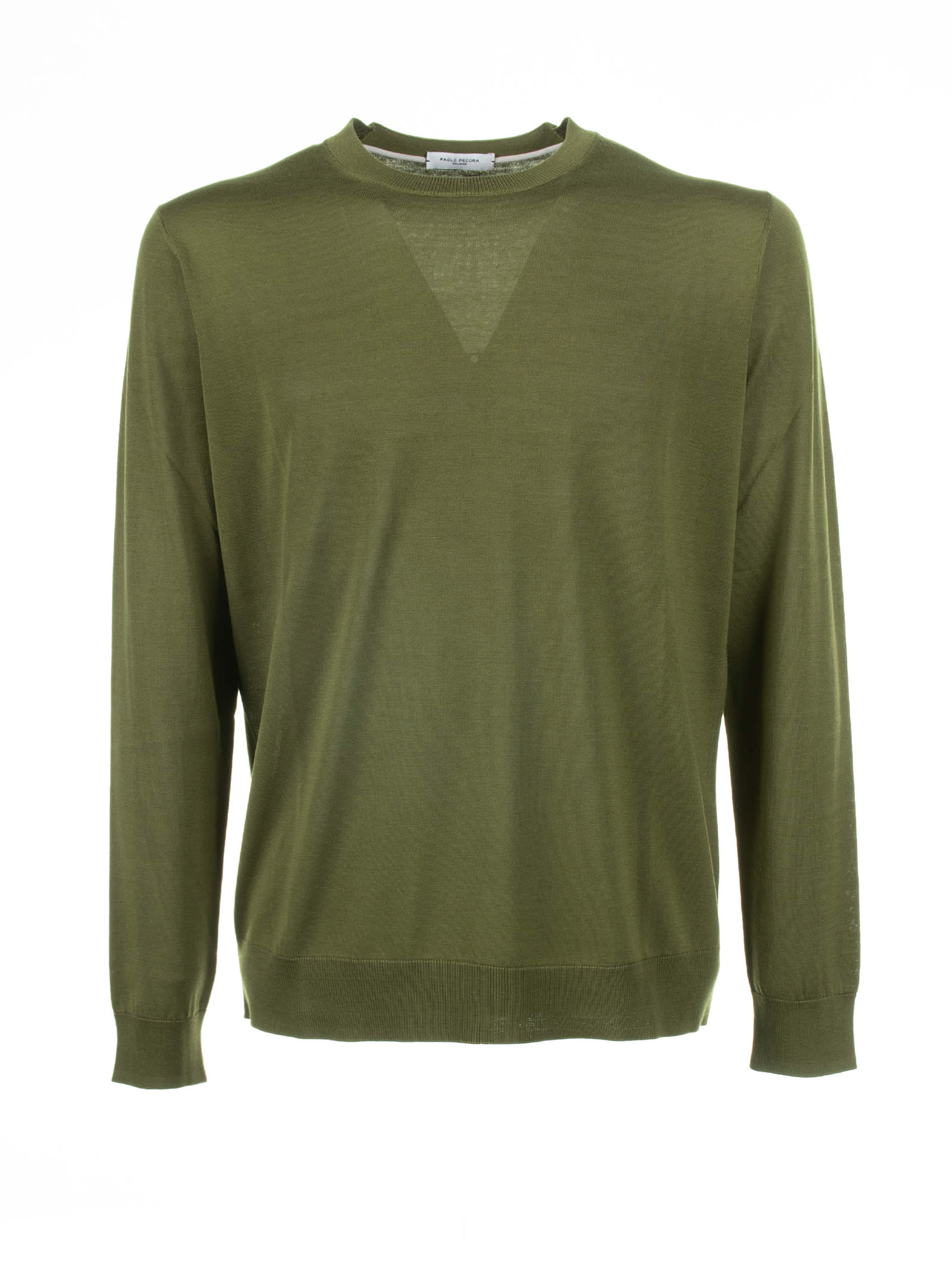 Green Crew-neck Sweater In Cotton And Silk