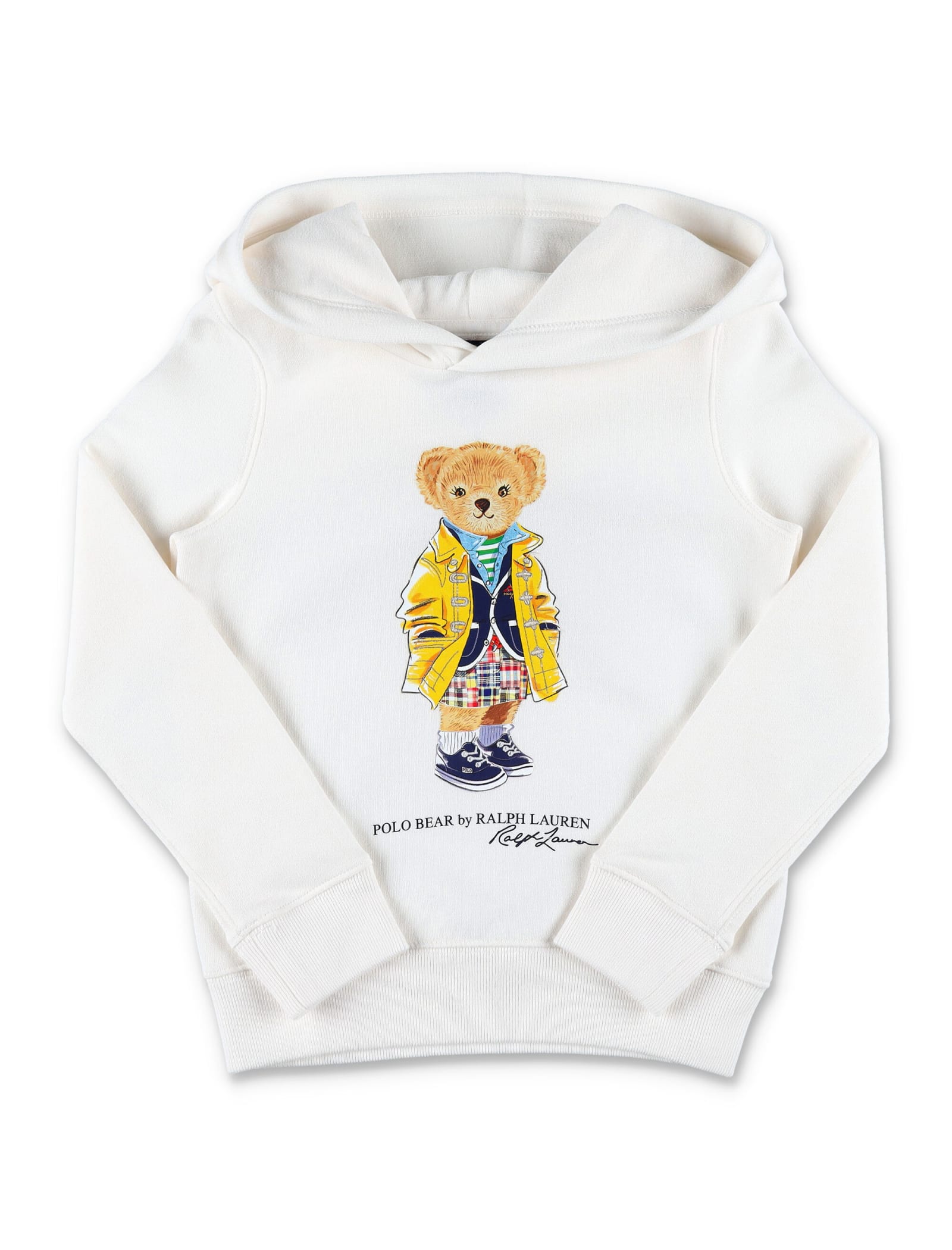 Ralph Lauren Kids polo teddy-print sweatshirt, HEART LOGO HOODIE WHITE