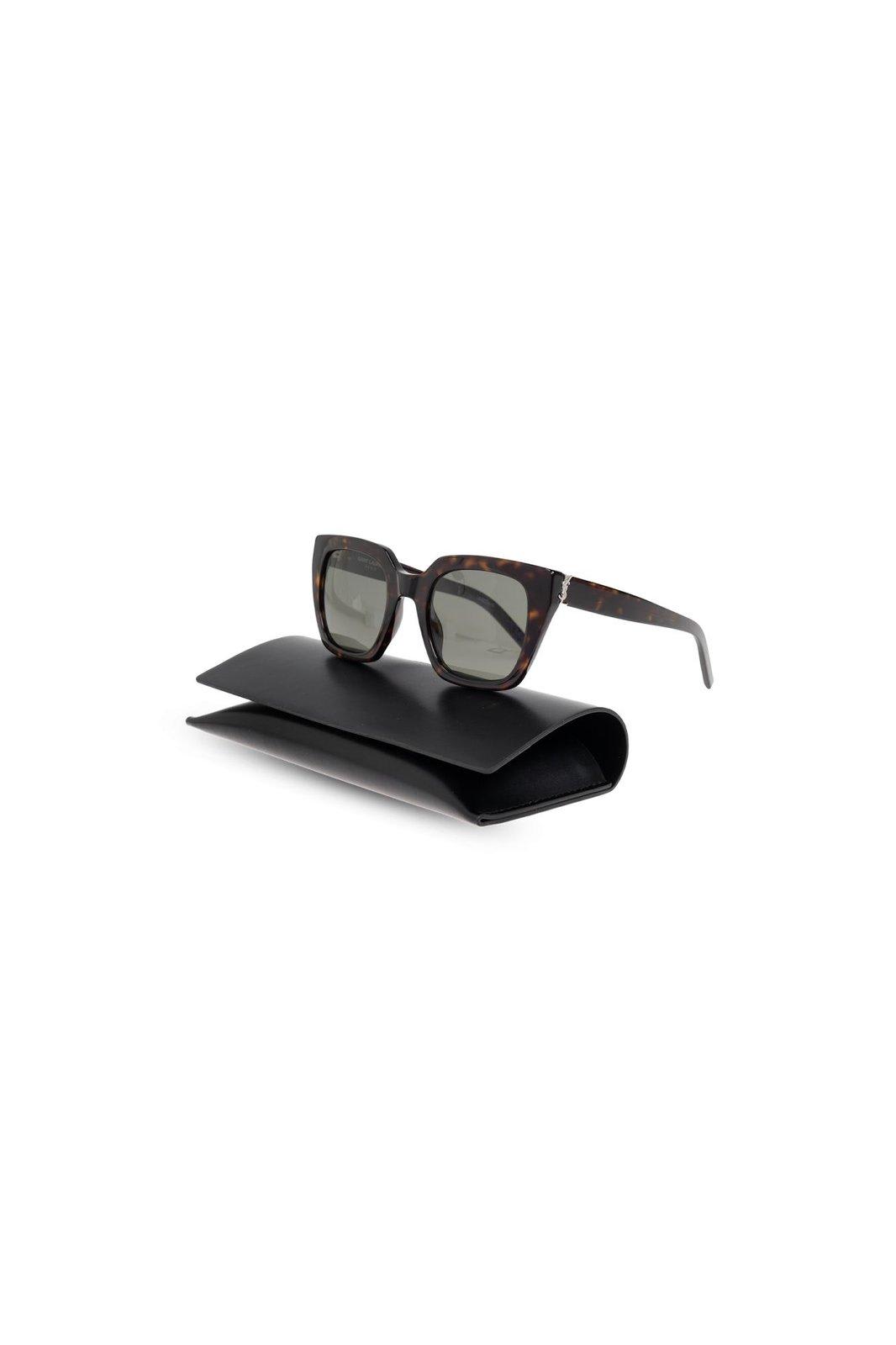 Shop Saint Laurent Sl M143 Sqaure Frame Sunglasses In Dk Hav Grey