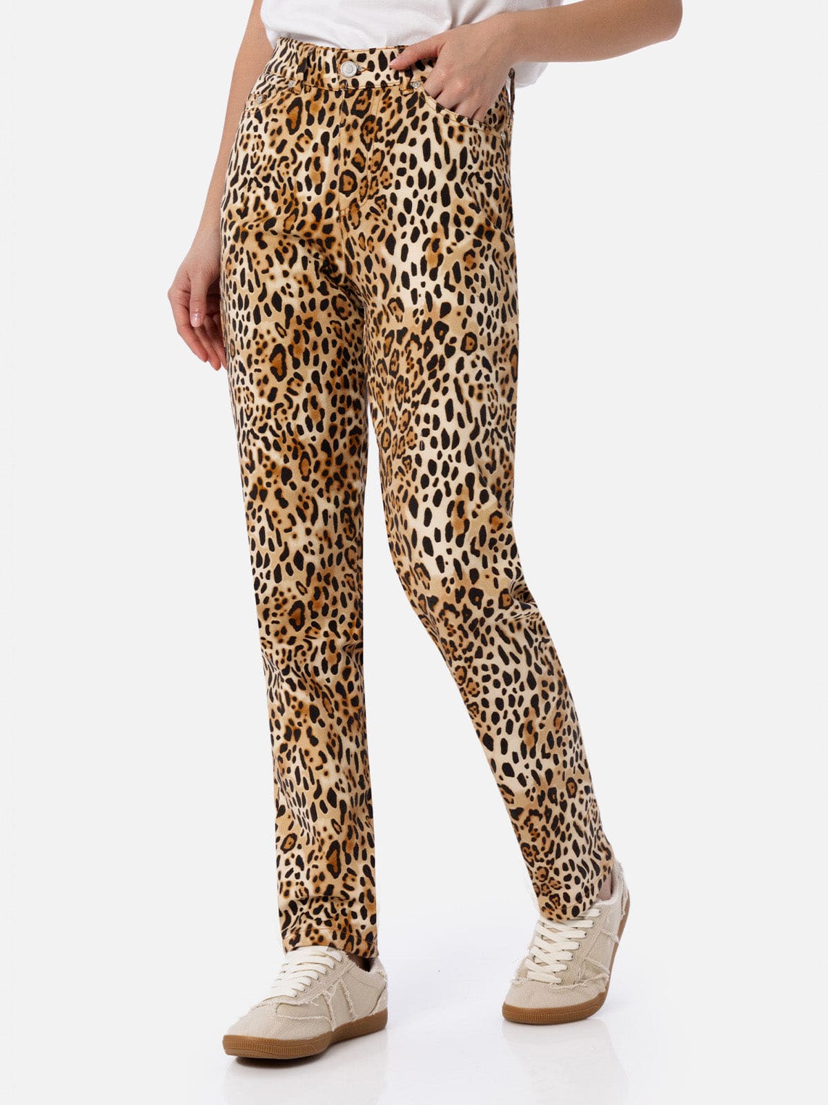 Shop Mc2 Saint Barth Woman Animalier Print Denim Belleville In Beige