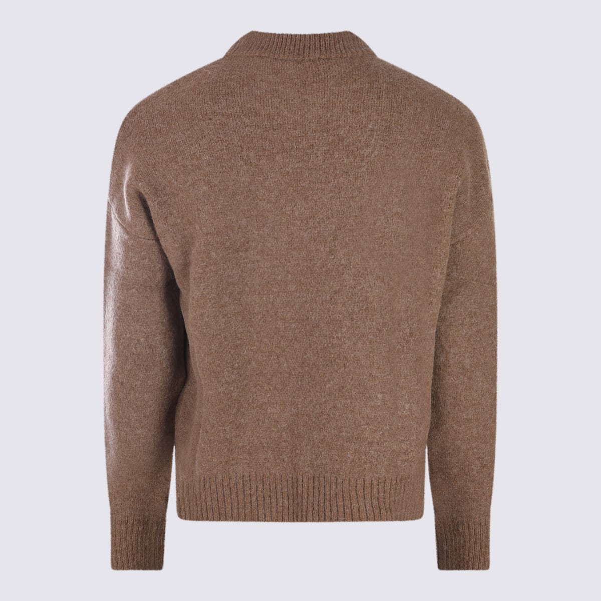 Ami Alexandre Mattiussi Brown Alpaca Ami De Coeur Crewneck Sweater Brown In Gold