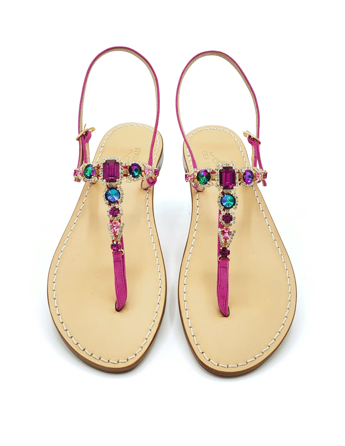Dea Sandals Fuxia Spring Jewel Sandals In Fuxia, Rose, Crystal
