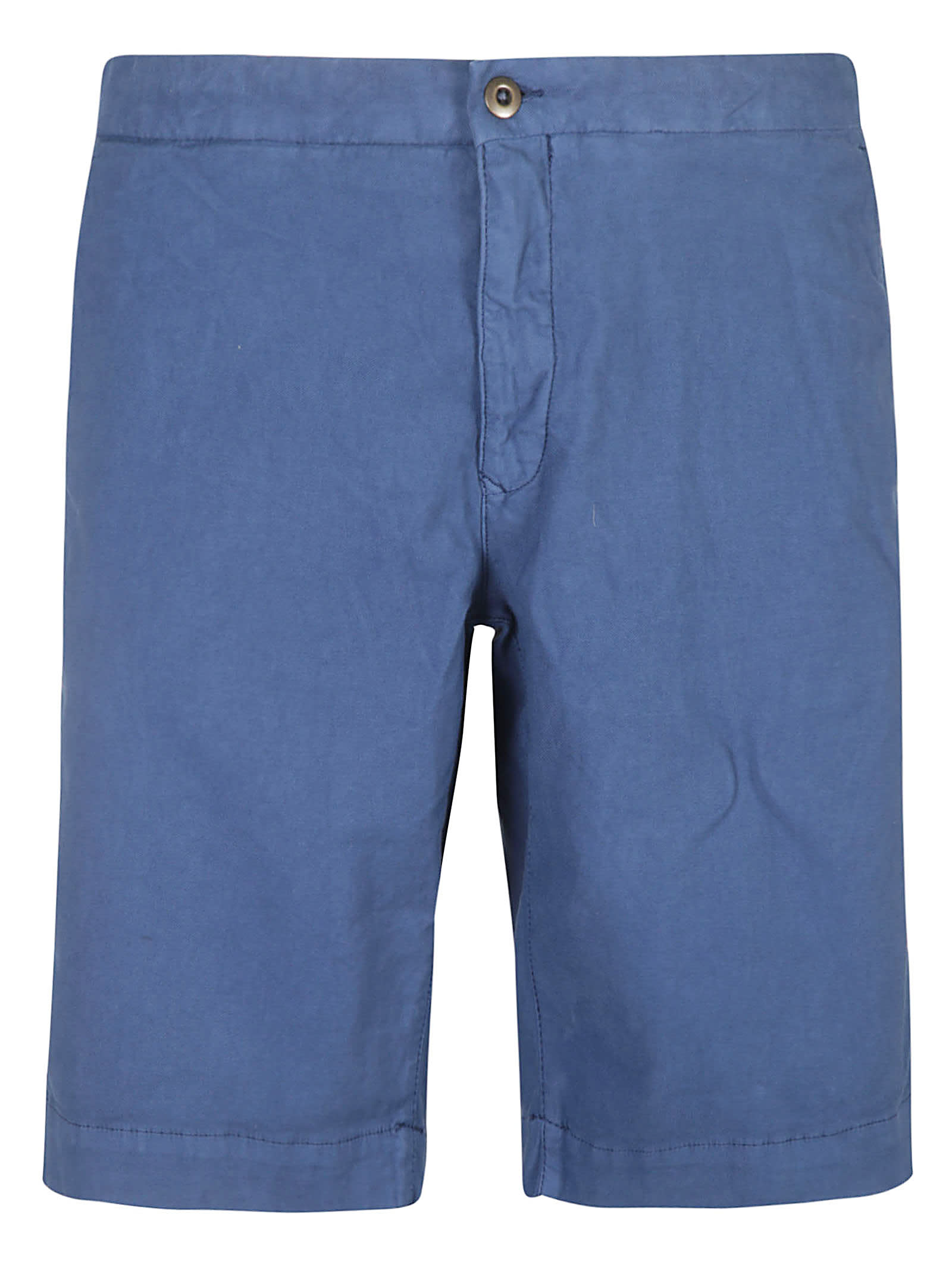 Incotex Ribbed Waist Plain Shorts In Blue/avio