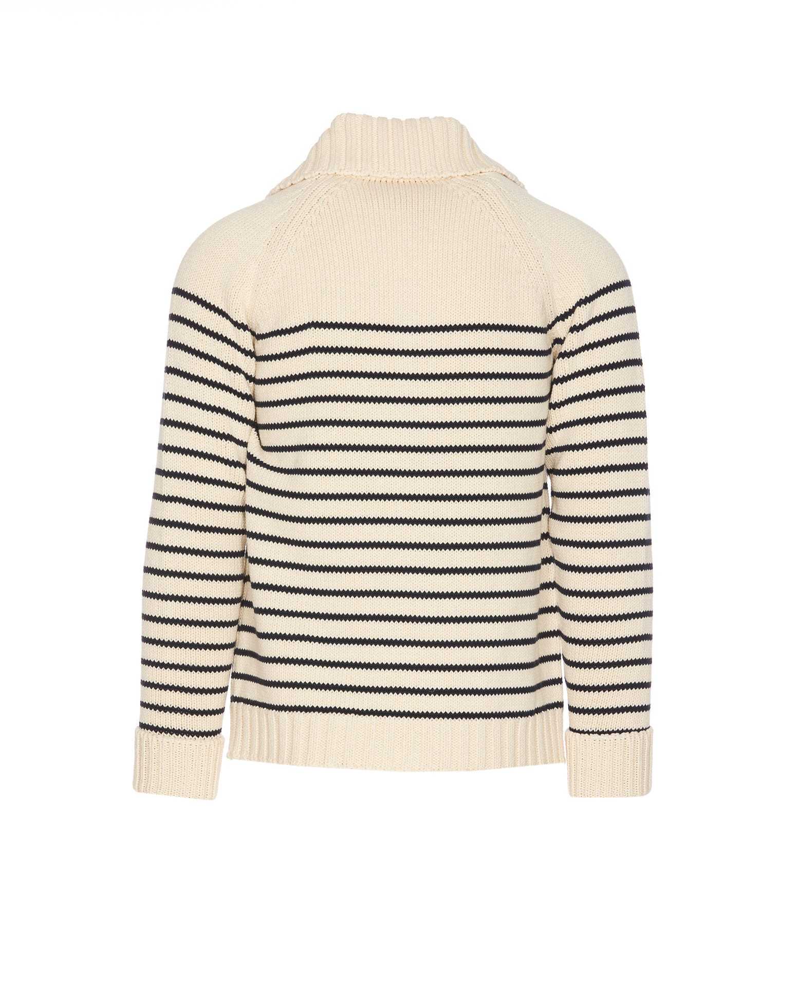 Valentino Striped Shawl Collar Cardigan Pockets In Beige