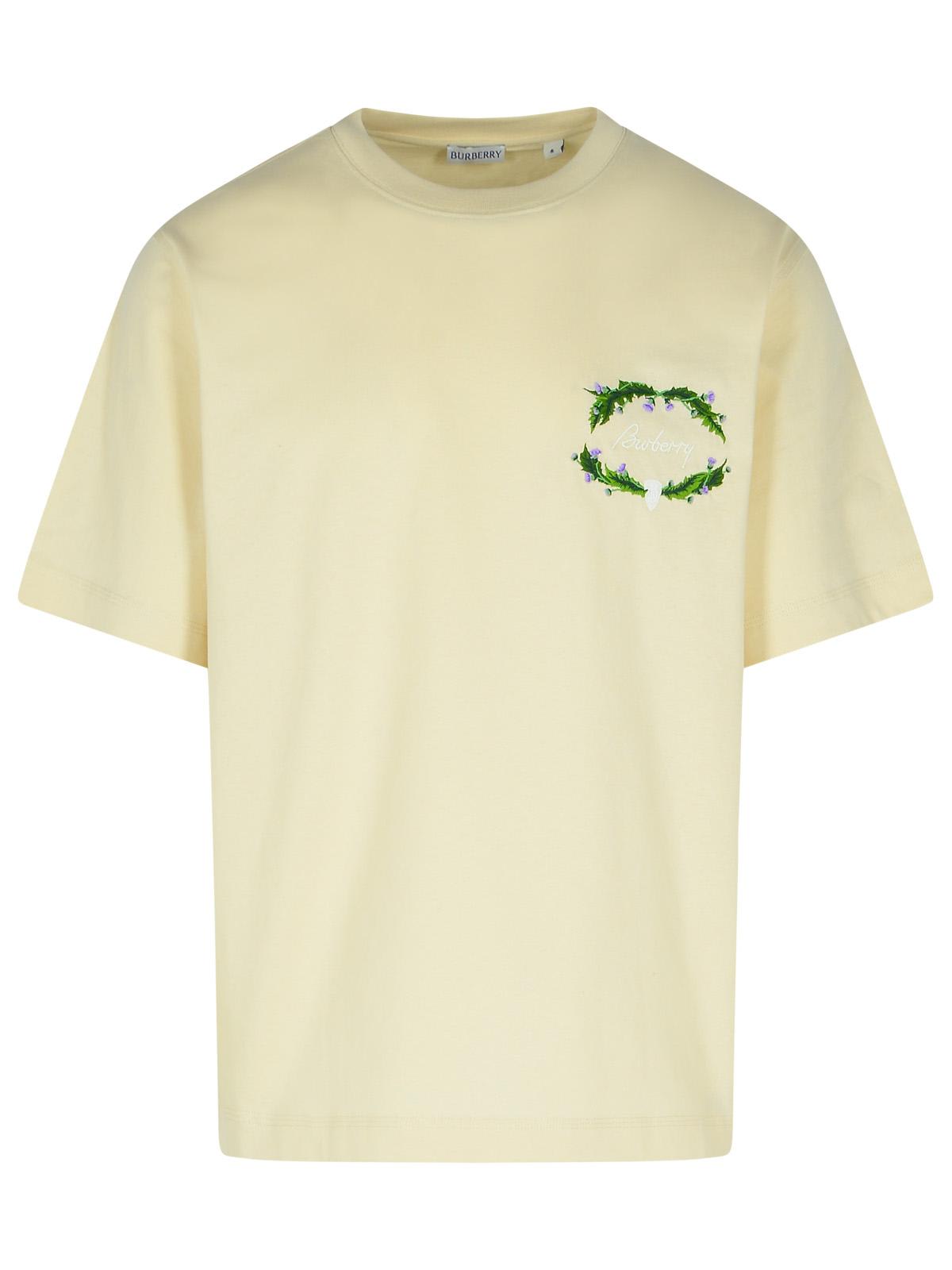 BURBERRY CREAM COTTON T-SHIRT 