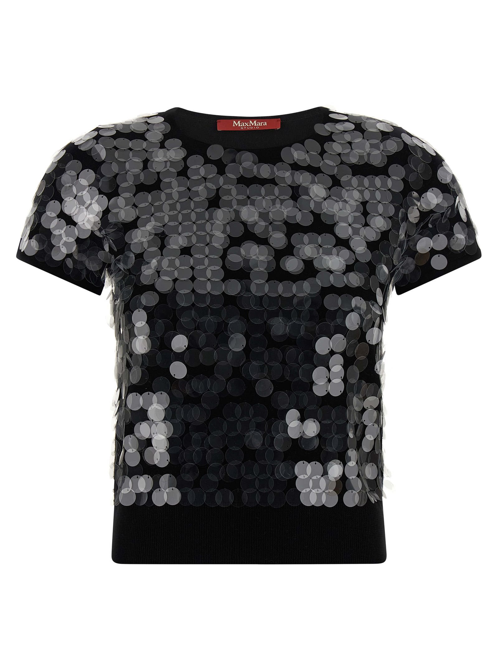 Max Mara Sequin-embellished Short-sleeve T-shirt In Black