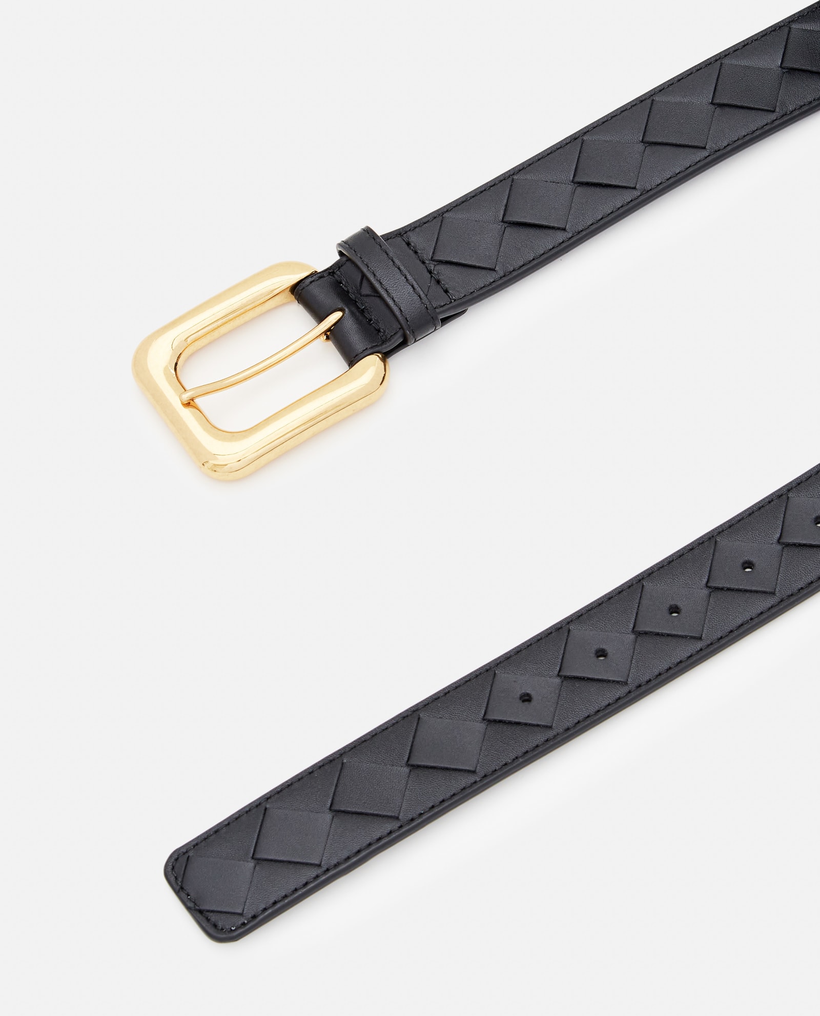 Shop Bottega Veneta 3cm Intreccio Leather Belt In Black