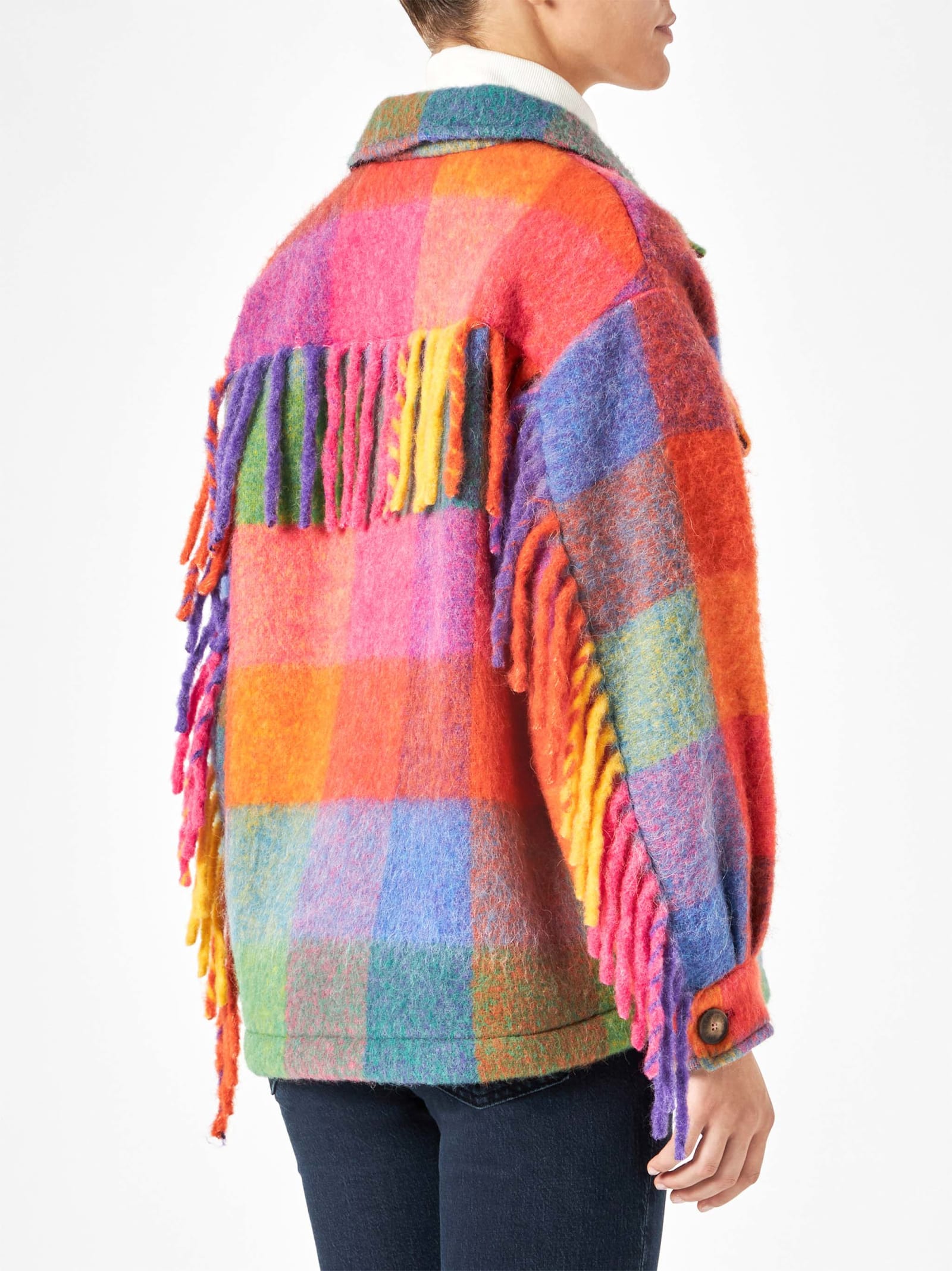 Shop Mc2 Saint Barth Woman Overshirt With Fringes In Multicolor