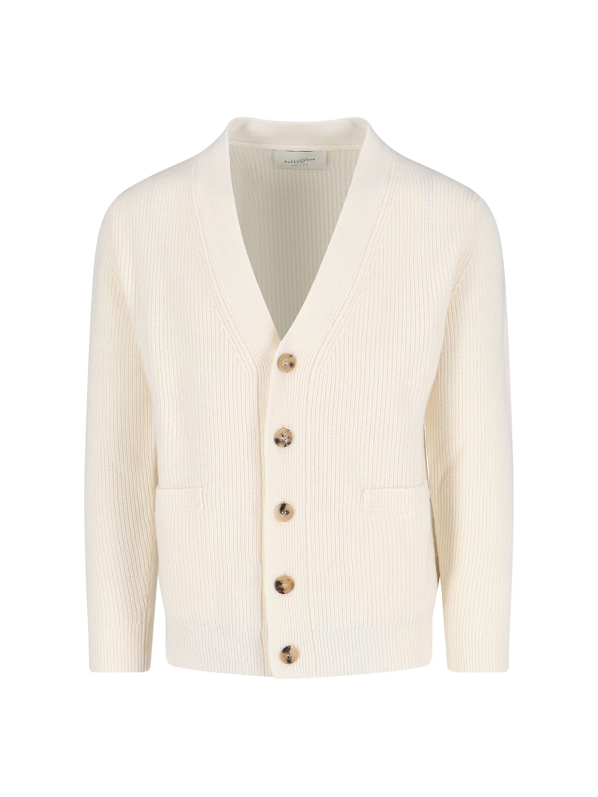 Ballantyne Ribbed Cardigan In Neutral