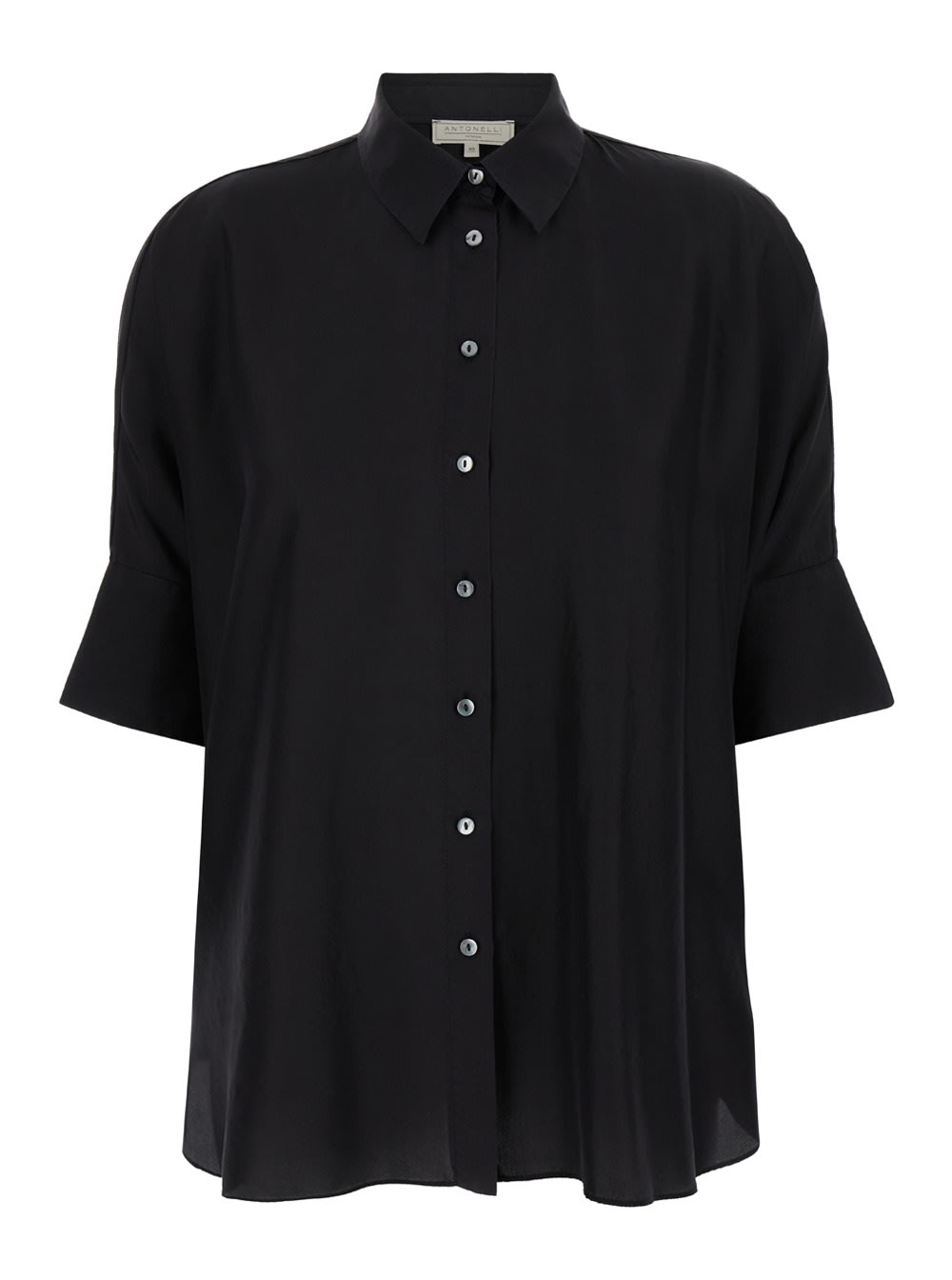 Black Bassano Short Sleeve Shirt In Silk Woman