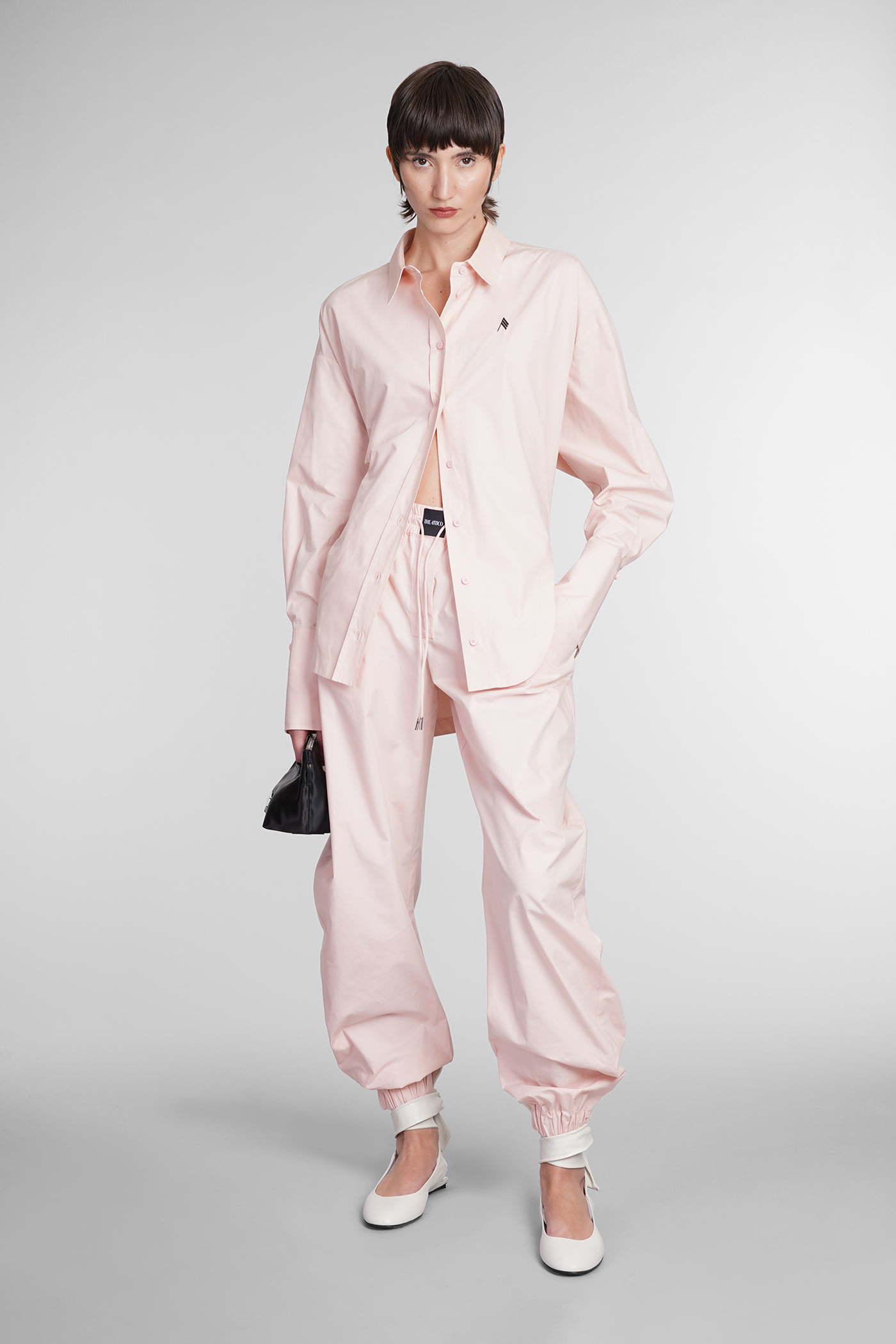 Shop Attico Diana Blouse In Rose-pink Viscose In Powder