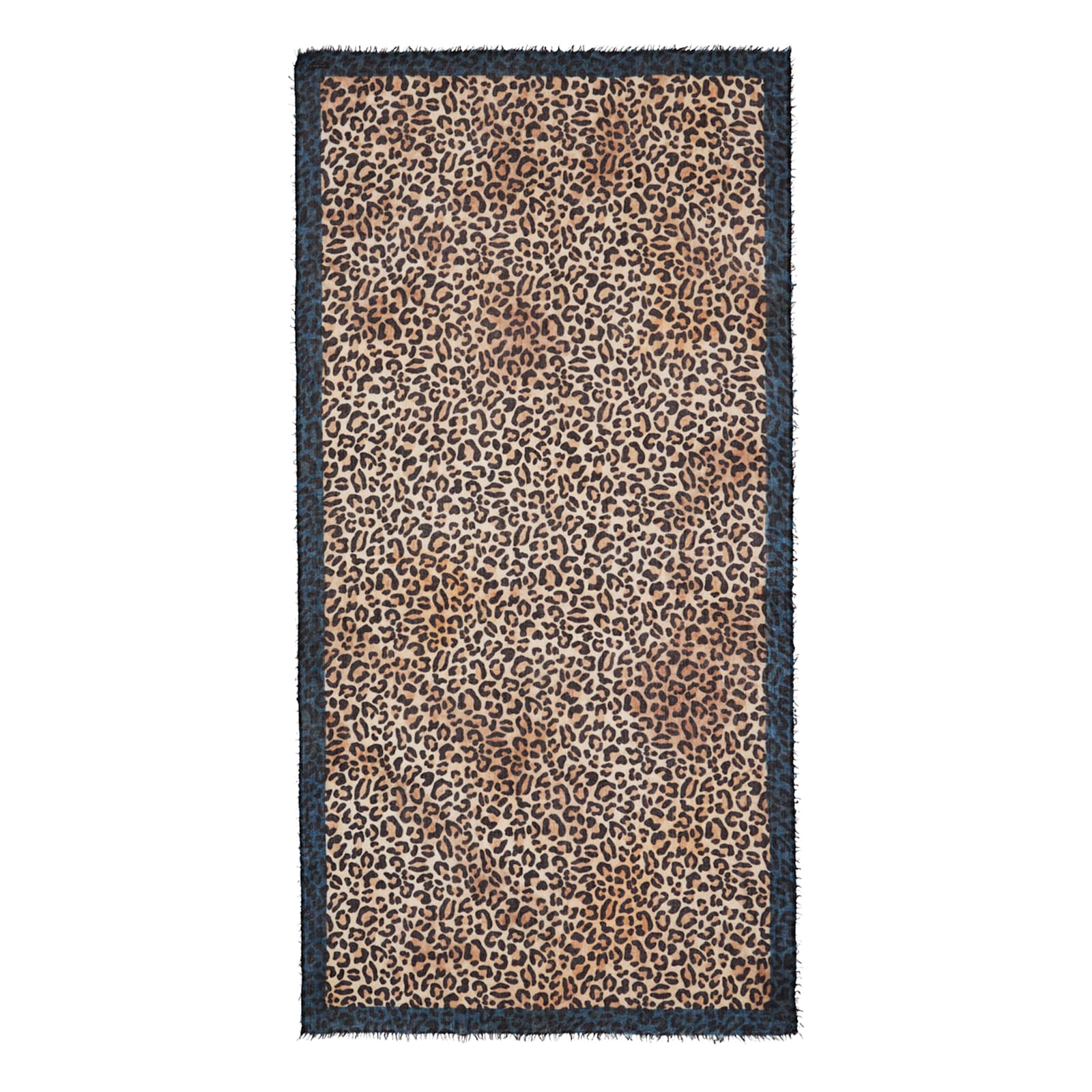 Faliero Sarti Leopard Print Rectangular Scarf Fringed Edges In Brown