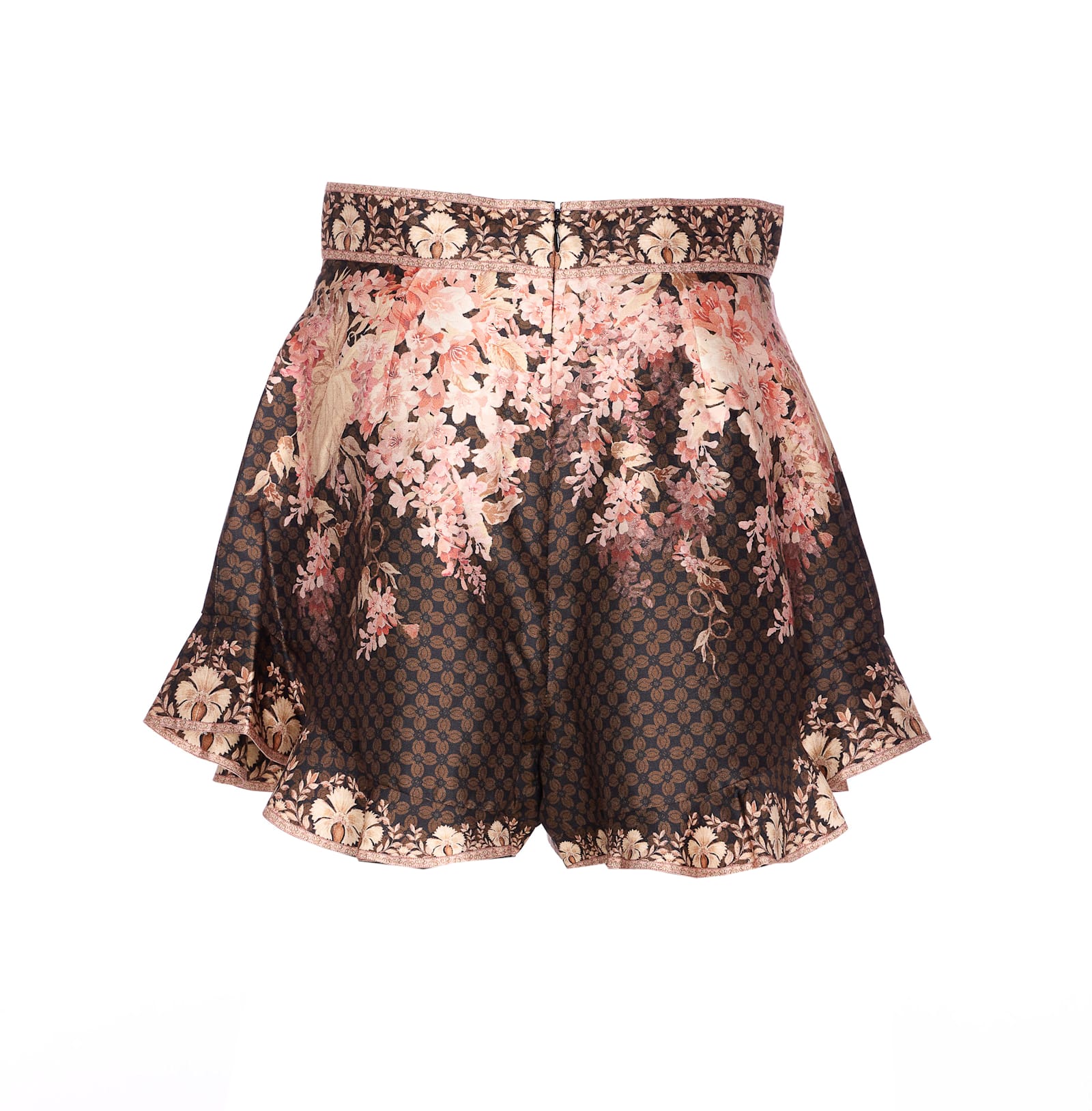 Zimmermann Womens Black Floral Illuminate Flutter Floral-print Silk And Cotton-blend Shorts Xs
