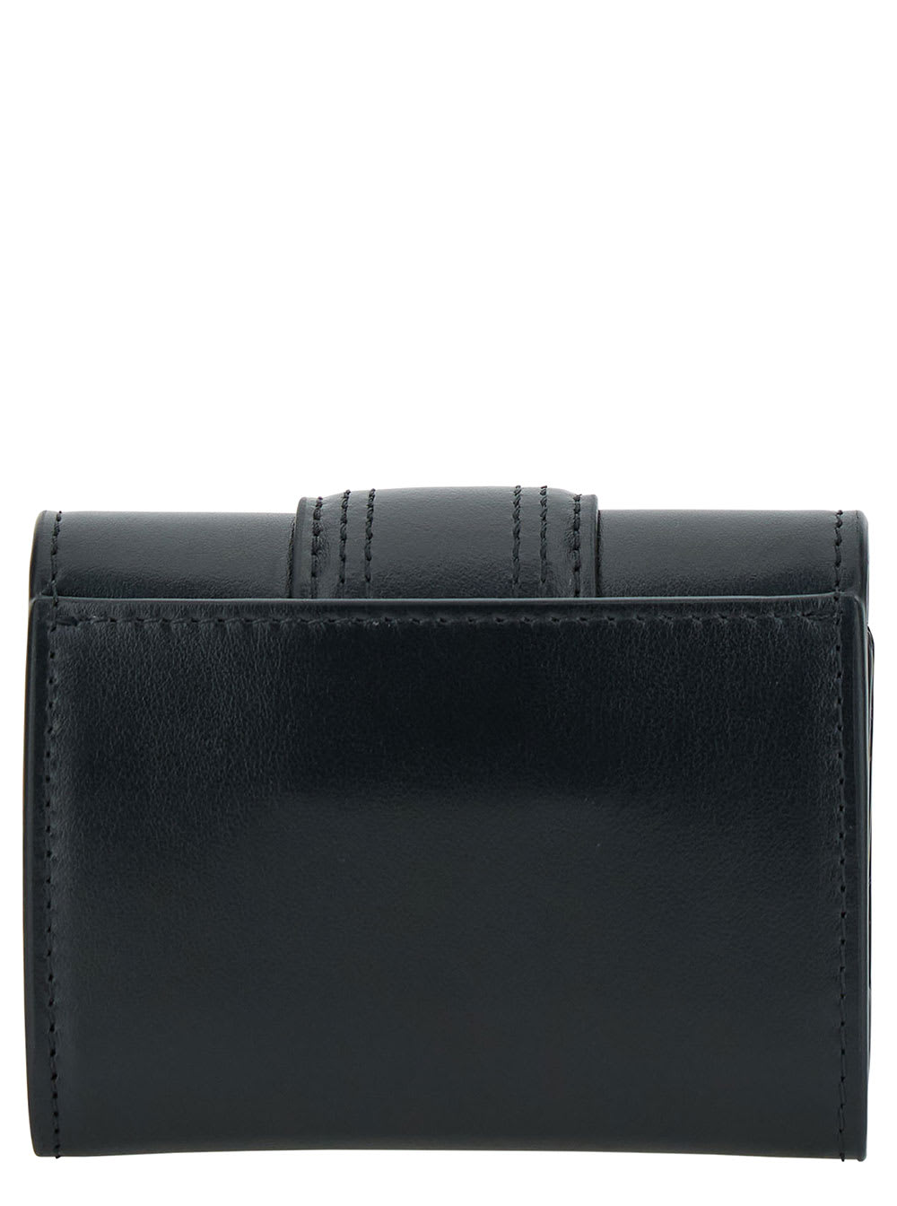 Shop Jacquemus Le Compact Bambino Black Wallet With Magnetic Closure In Leather Woman