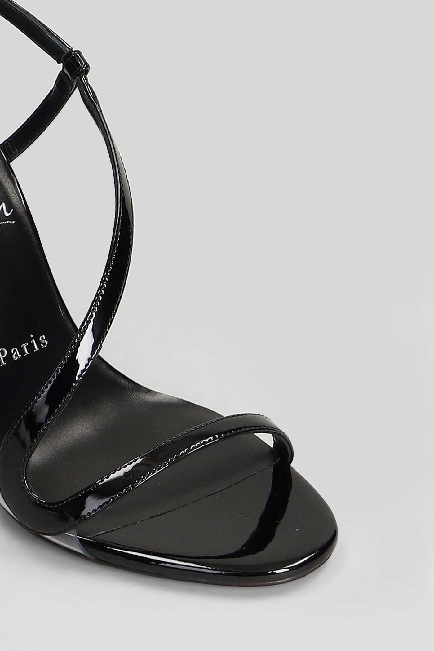 Christian Louboutin Rosa Z 100 Sandals In Black Patent Leather In Blue