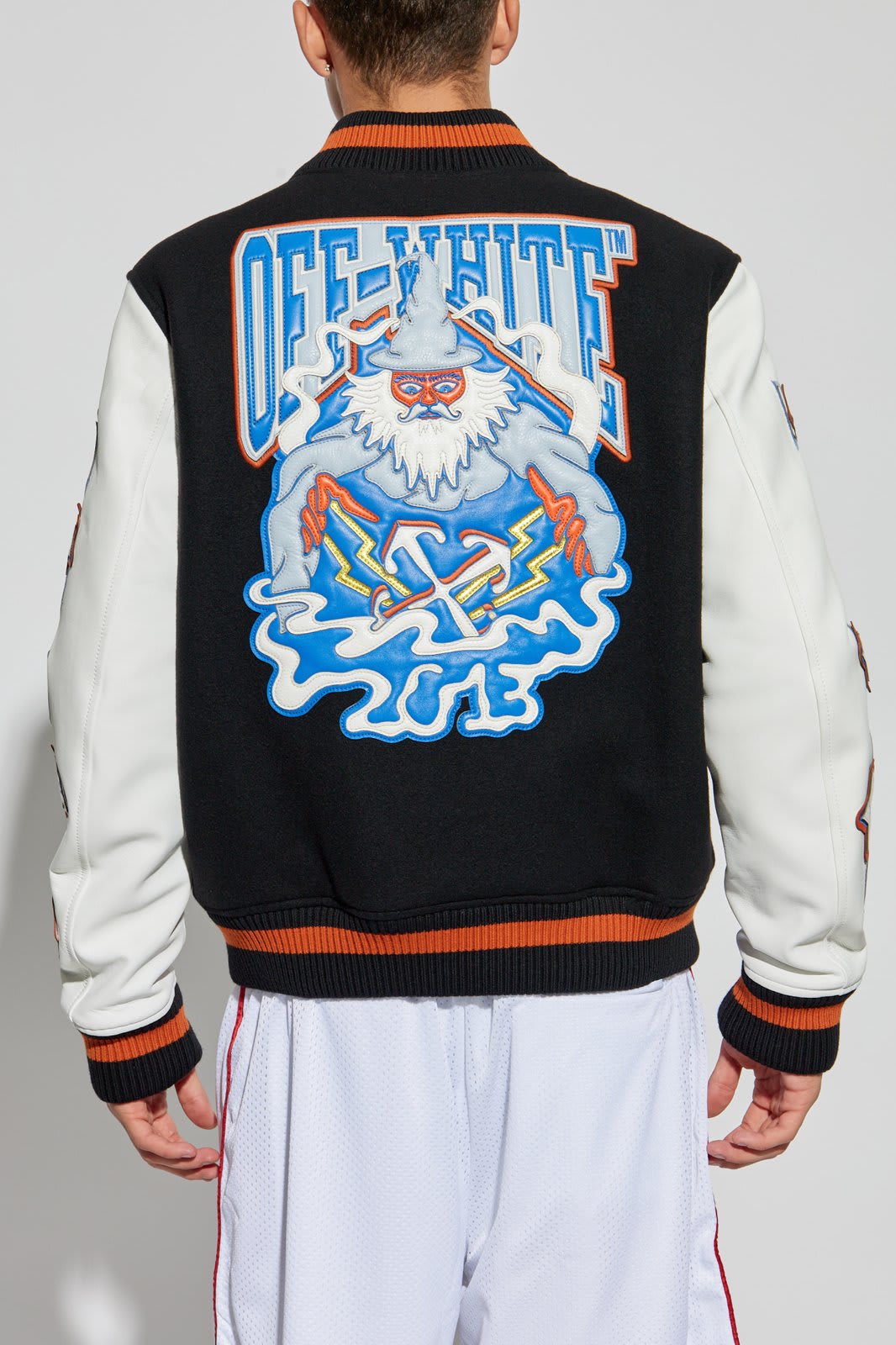 Shop Off-white Patchwork Varsity Jacket In Black/white