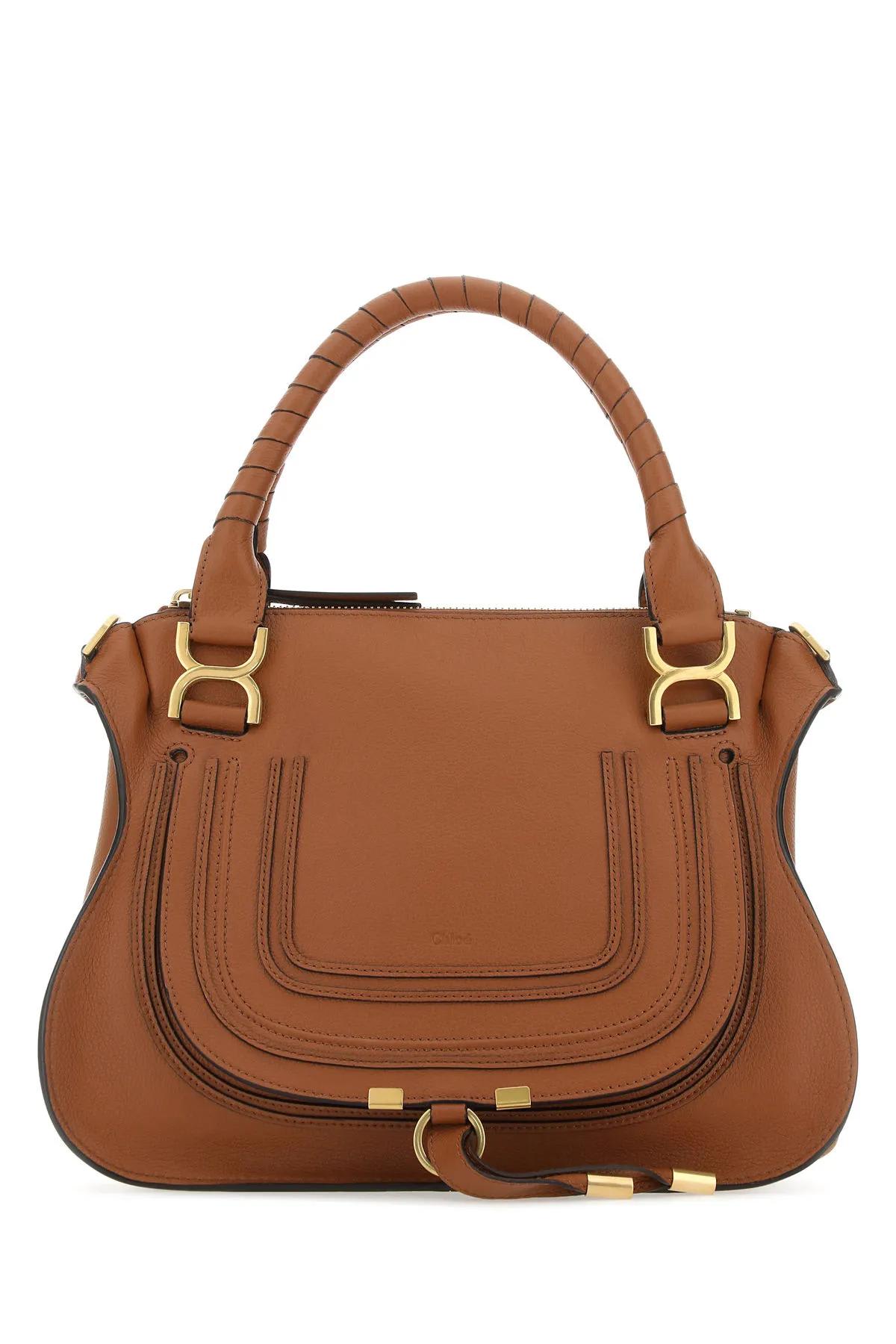 Shop Chloé Brown Leather Medium Marcie Handbag