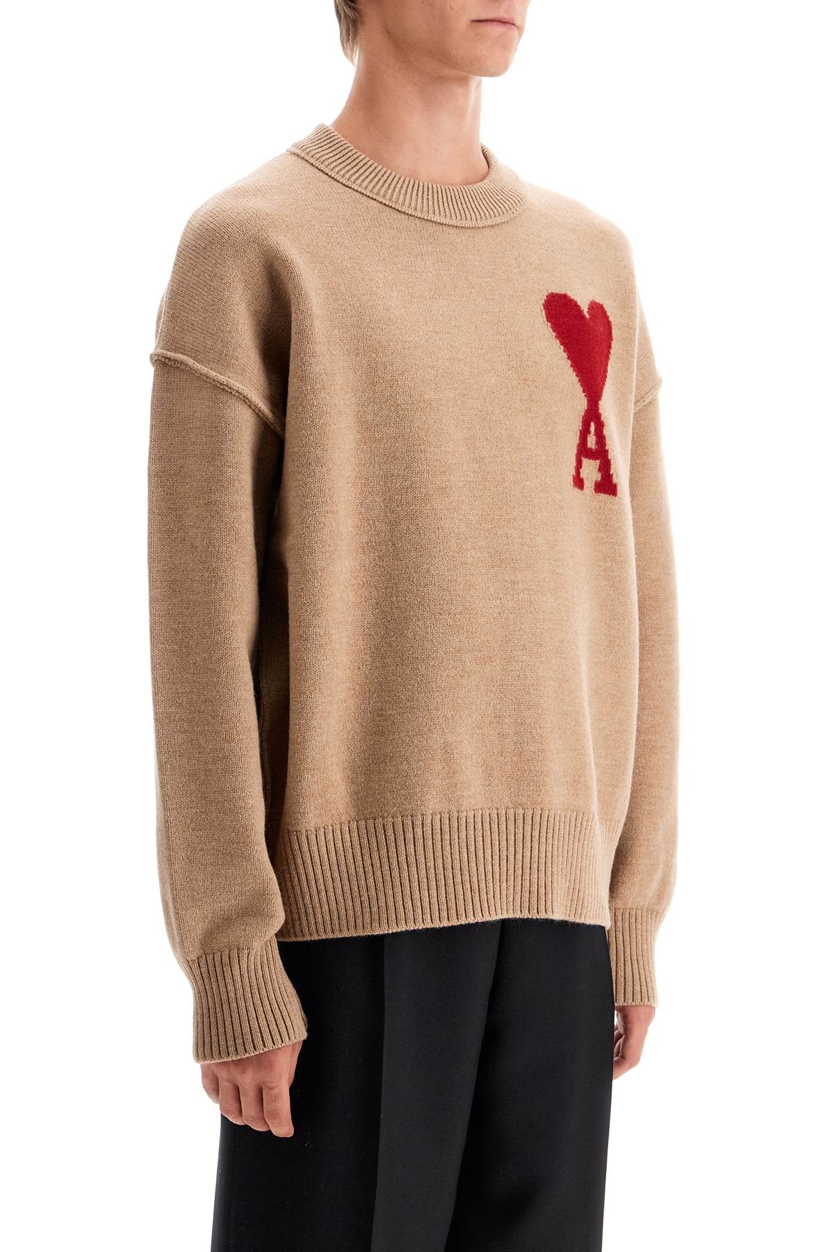 Shop Ami Alexandre Mattiussi Ami De C Ur Sweater In Neutrals/red