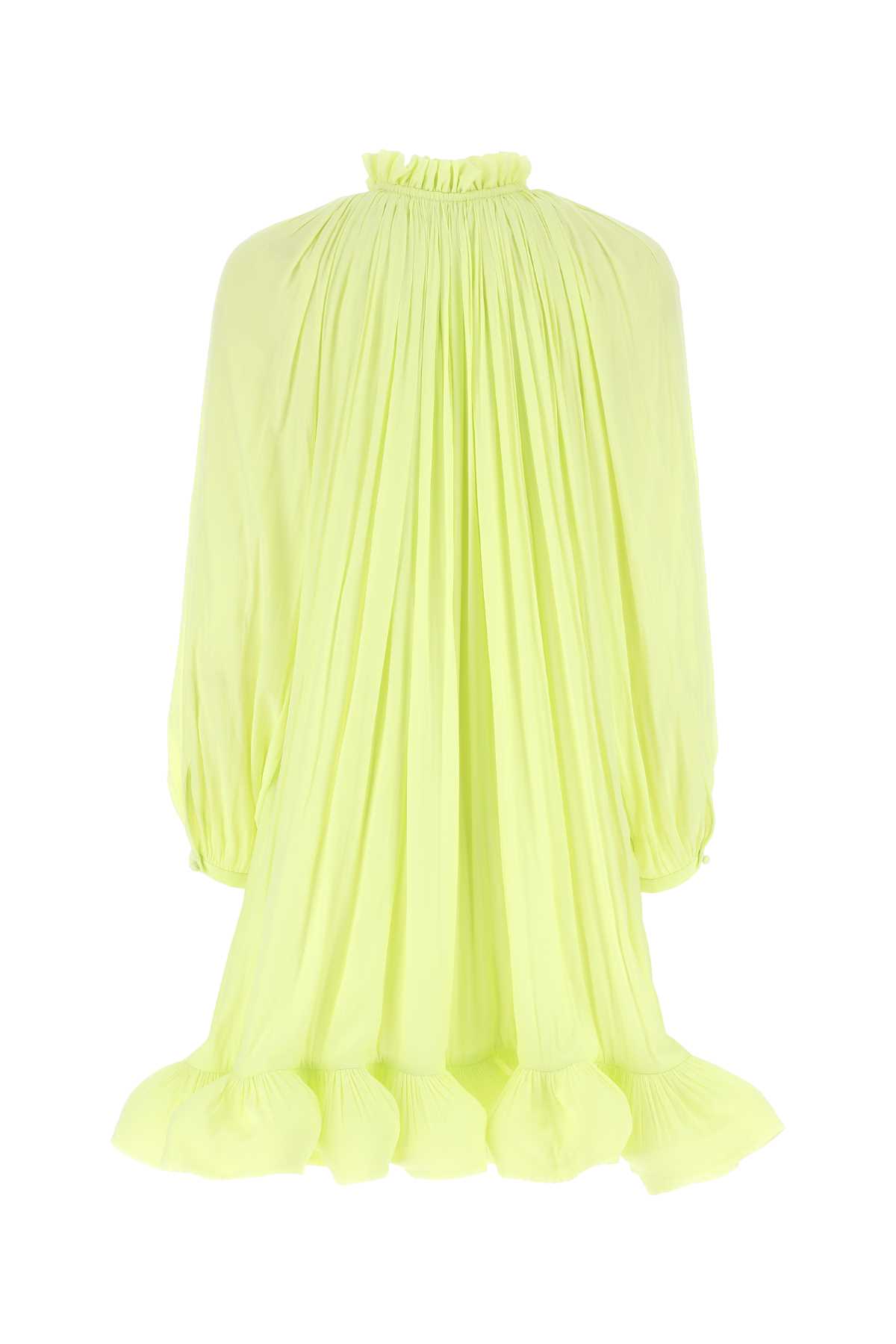 Shop Lanvin Fluo Yellow Charmeuse Mini Dress